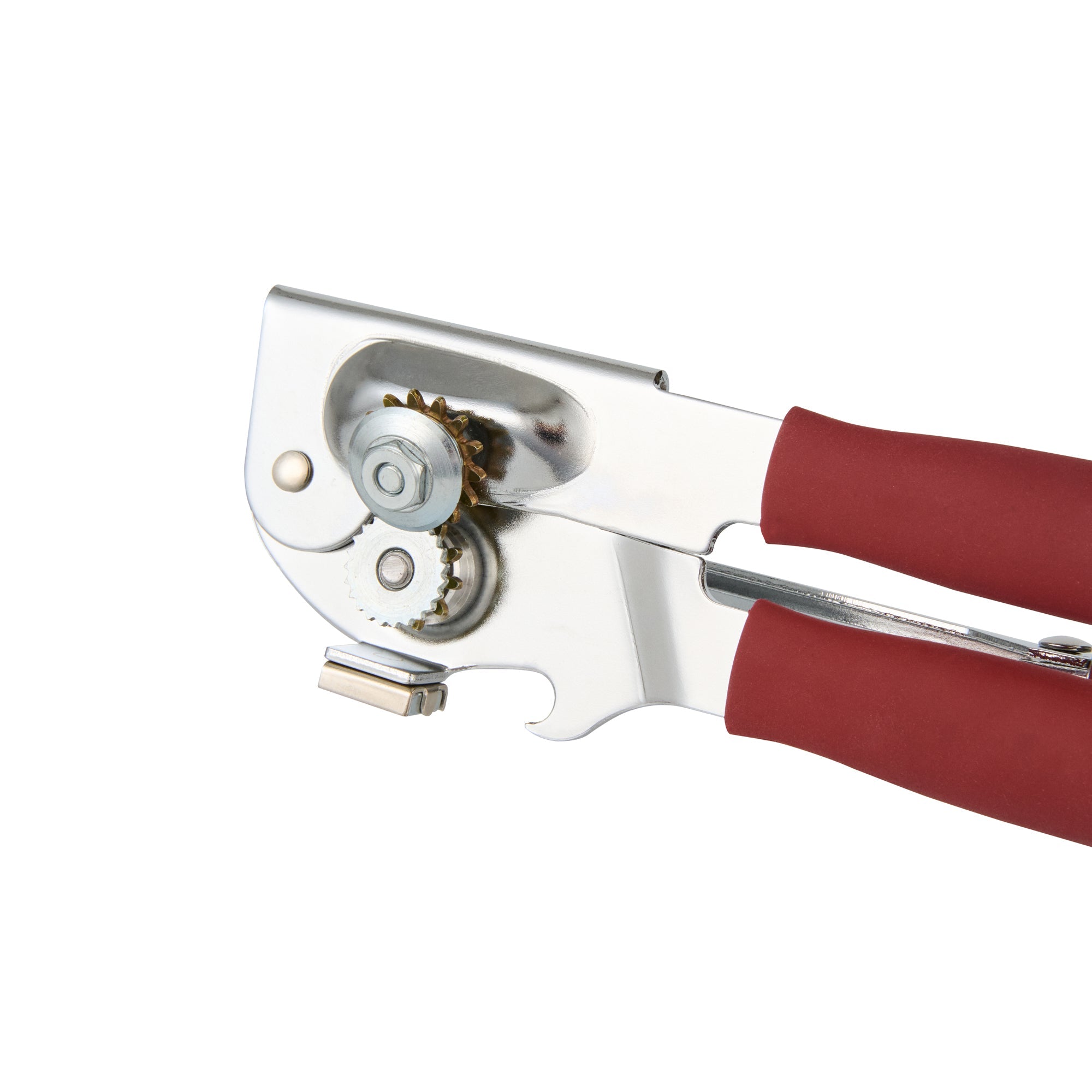 German Standard Red Carbon Steel Handheld Crank Can Opener - Magnetic Lid Lifter, Long Handles - 8 3/4" x 2 1/4" x 3 1/2" - 1 count box