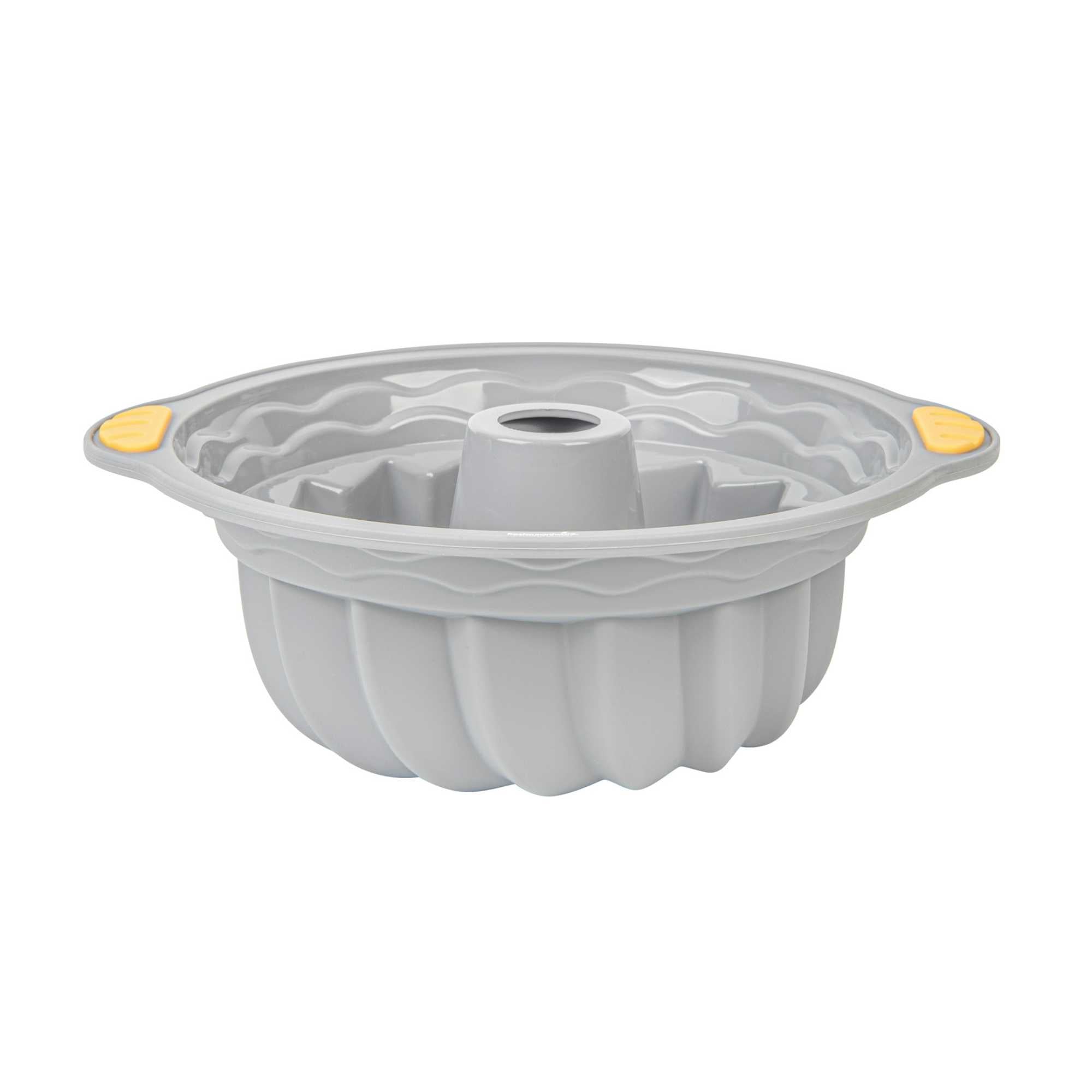 Pastry Tek Gray Silicone Kugelhopf / Fluted Bundt Cake Pan - Non-Stick, with Handles - 11 1/4" x 10 1/4" x 4" - 8 count box