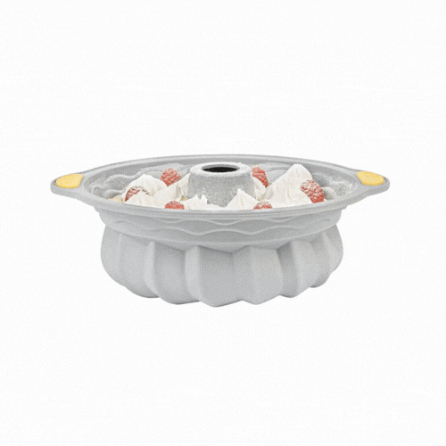 Pastry Tek Gray Silicone Kugelhopf / Fluted Bundt Cake Pan - Non-Stick, with Handles - 11 1/4" x 10 1/4" x 4" - 8 count box