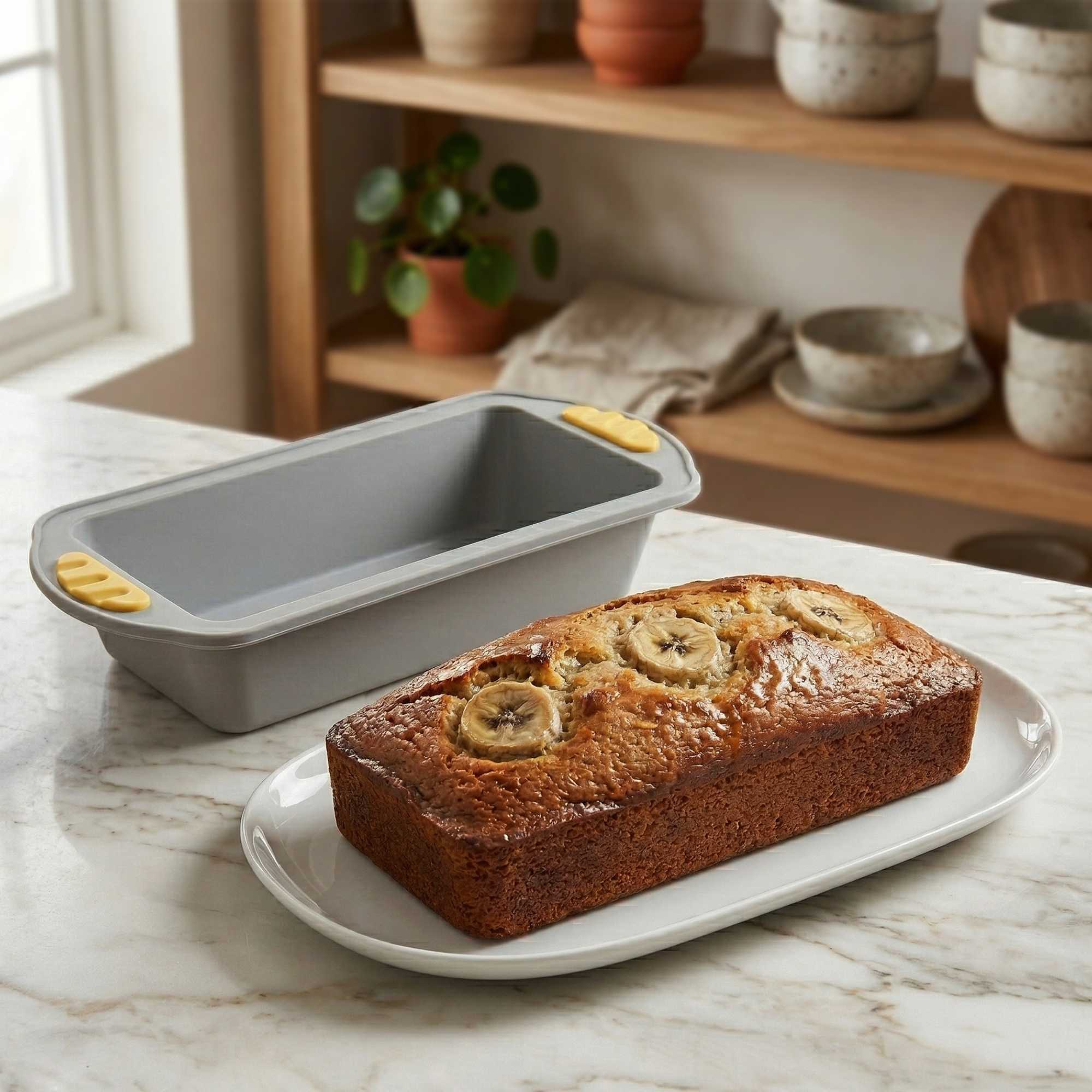 Pastry Tek Gray Silicone Bread Loaf Pan - Non-Stick, with Handles - 9 1/4" x 5 1/2" x 2 1/4" - 10 count box