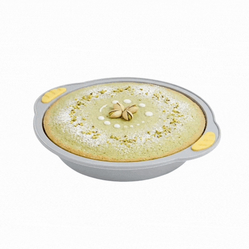 Pastry Tek Round Gray Silicone Cake Pan - Non-Stick, with Handles - 11 1/4" x 10 1/4" x 1 3/4" - 1 count box