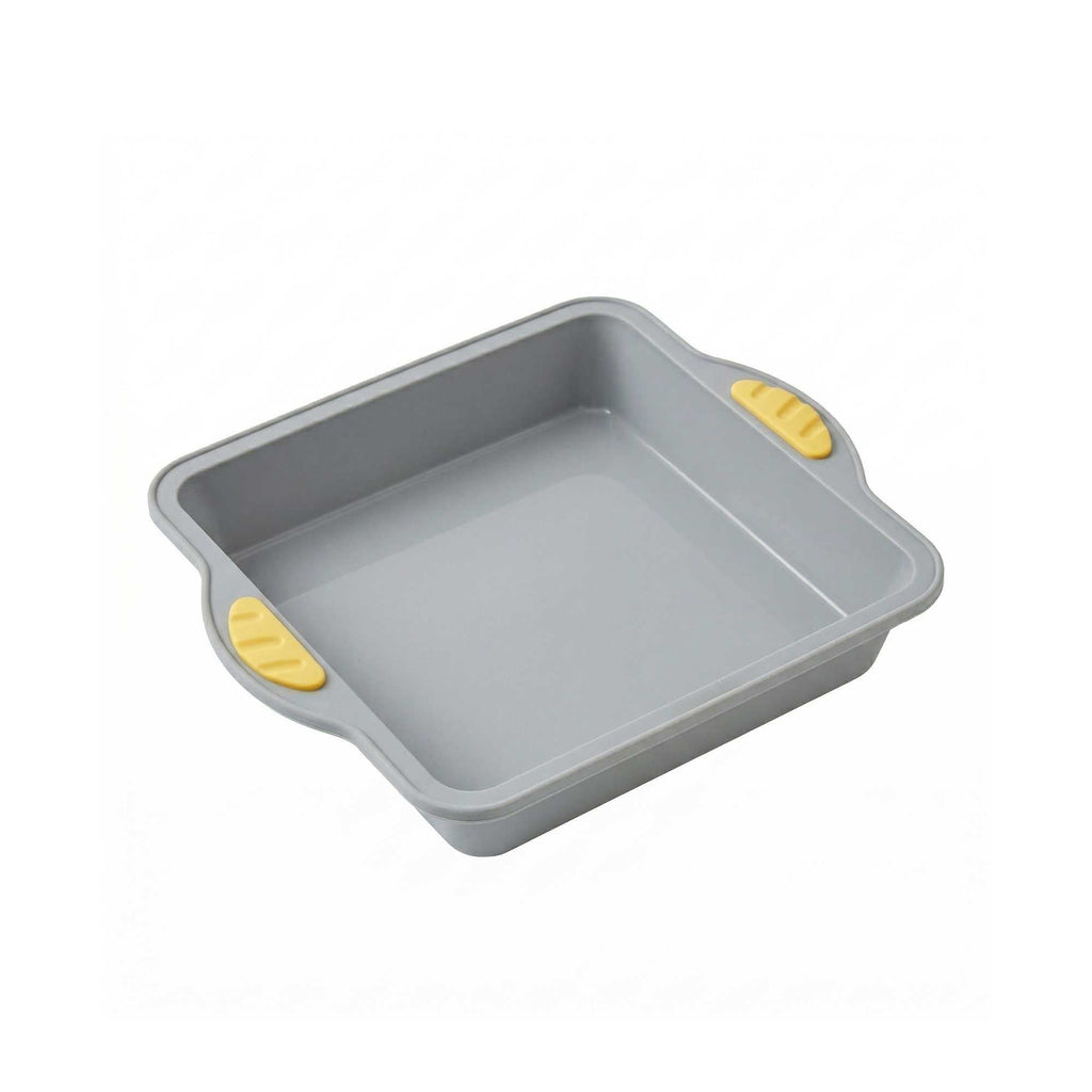 Pastry Tek Square Gray Silicone Cake Pan - Non-Stick, with Handles - 9 3/4" x 8 1/2" x 1 3/4" - 1 count box