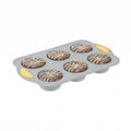 Pastry Tek Gray Silicone Muffin / Cupcake Pan - 6 Compartments, Non-Stick, with Handles - 11 1/2" x 7" x 1 1/2" - 10 count box