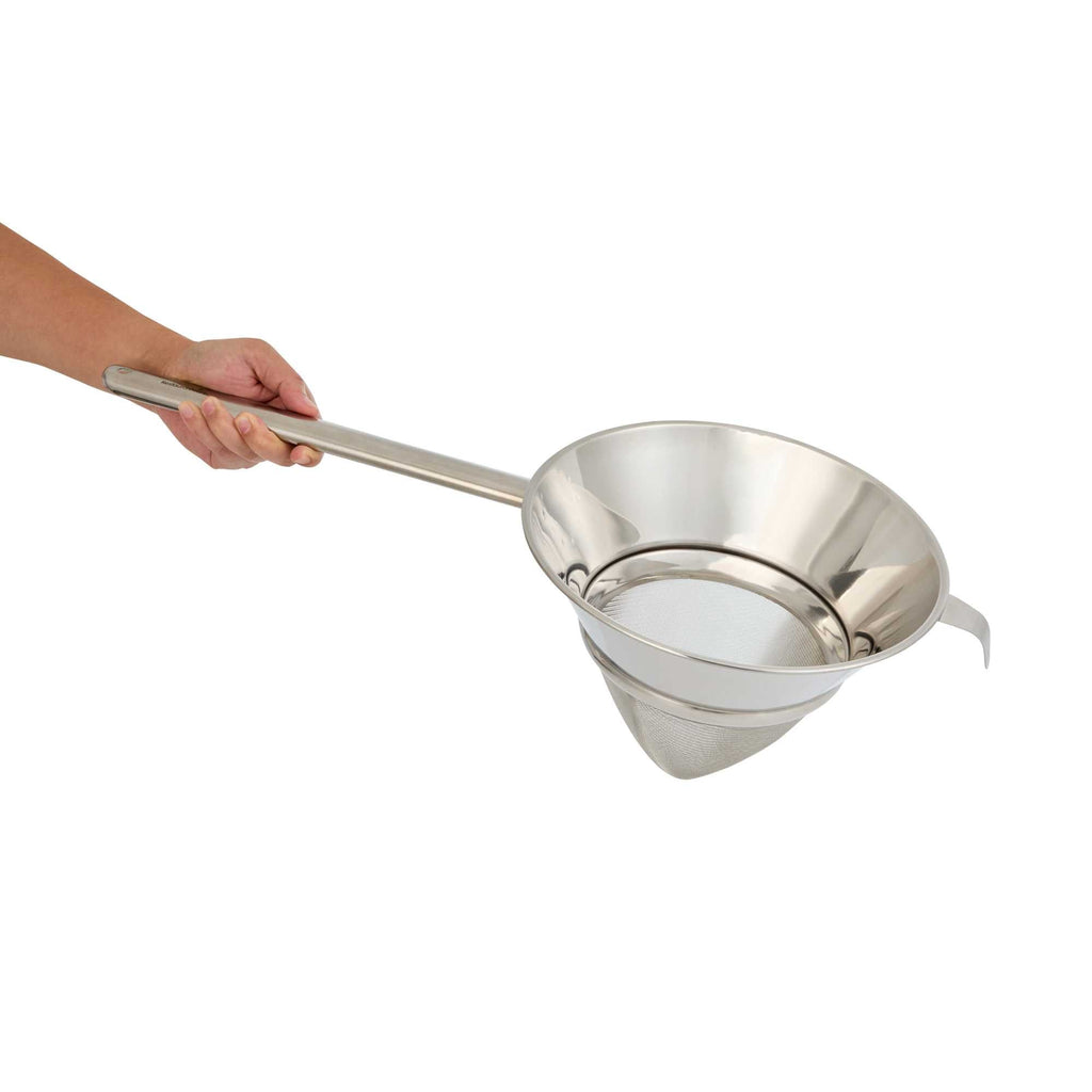 Met Lux Stainless Steel Bouillon / Chinois Strainer - Extra Fine Mesh - 10 1/4" - 1 count box