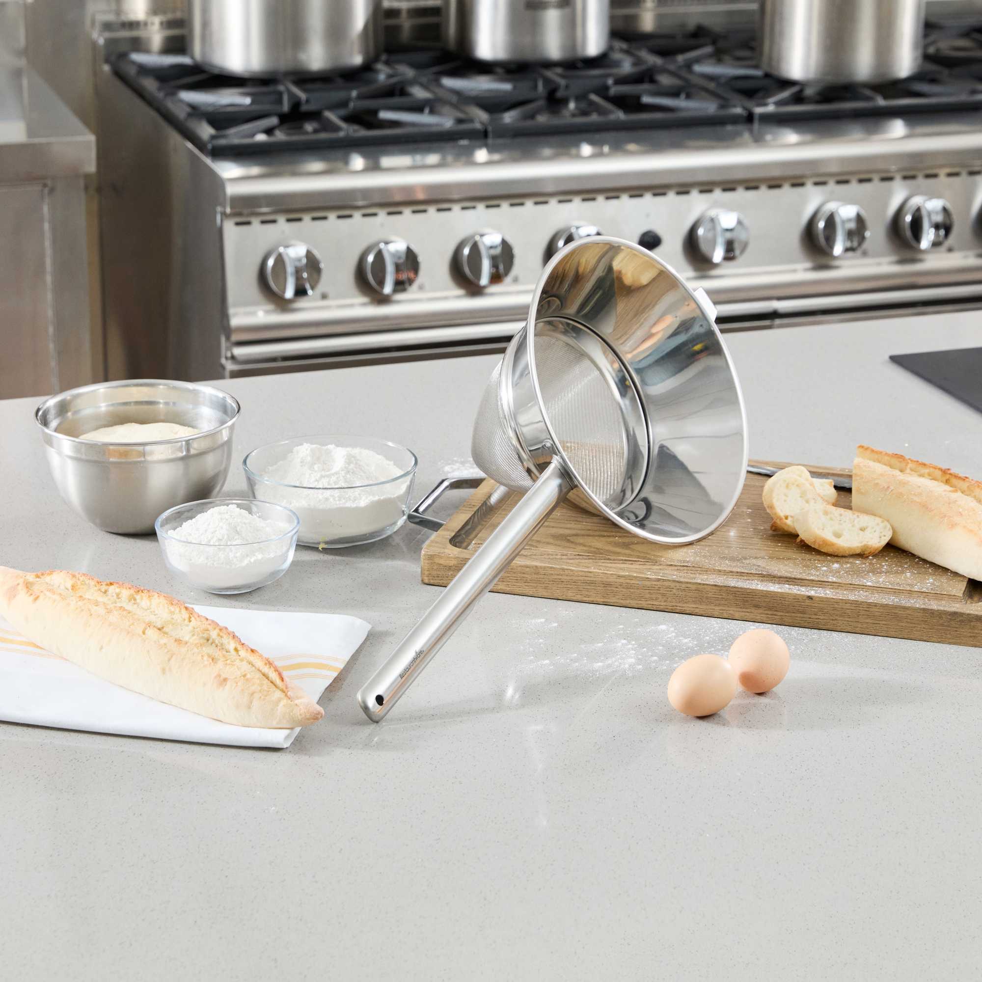 Met Lux Stainless Steel Bouillon / Chinois Strainer - Extra Fine Mesh - 10 1/4" - 1 count box
