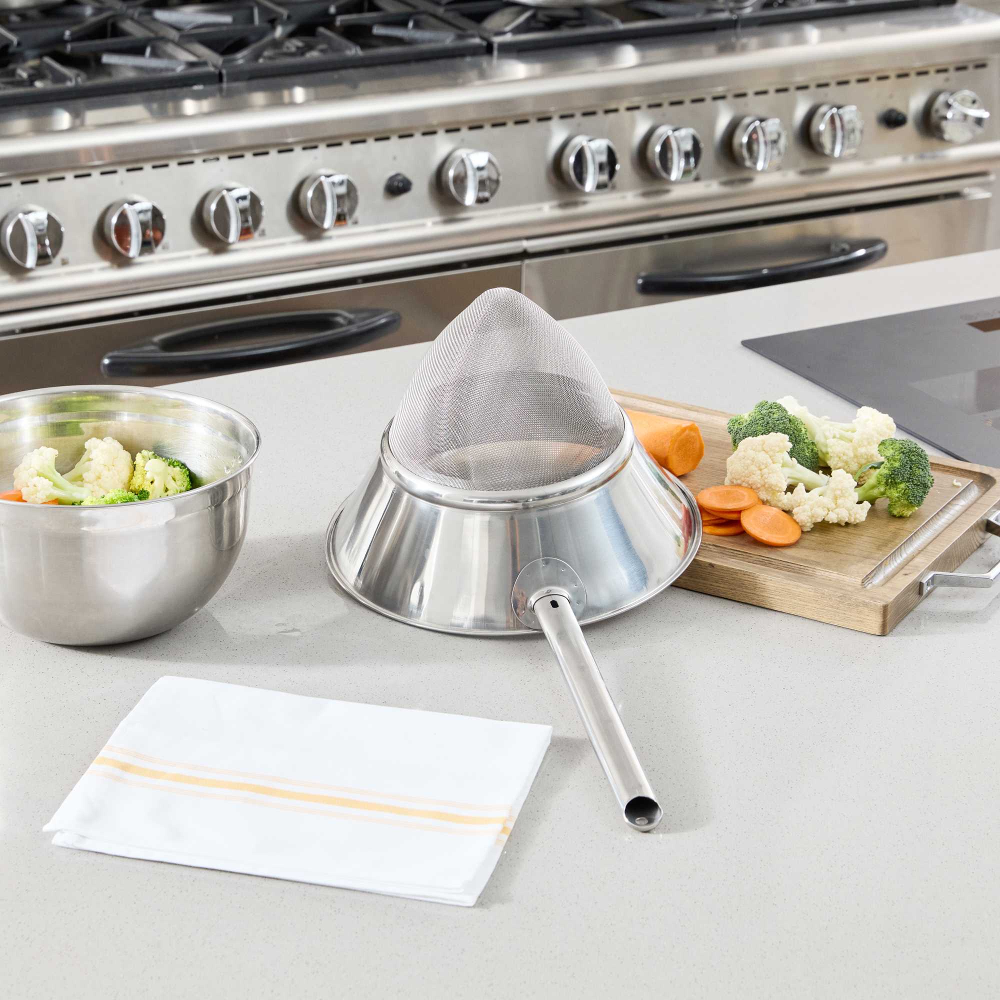 Met Lux Stainless Steel Bouillon / Chinois Strainer - Extra Fine Mesh - 11 3/4" - 1 count box