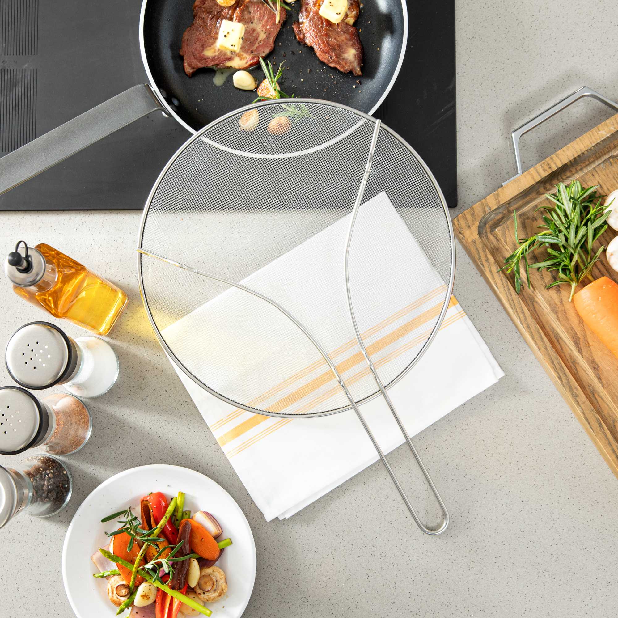 Met Lux Stainless Steel Splatter Screen - with Resting Feet - 13" - 1 count box