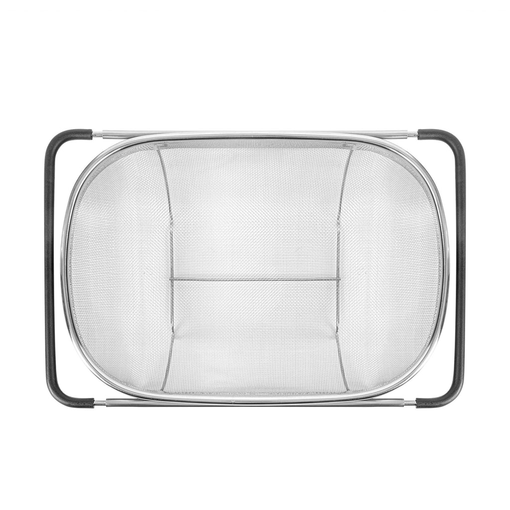 Met Lux 6 qt Stainless Steel Over-The-Sink Colander - Expandable Handles, Extra Fine Mesh - 14 1/4" x 9 3/4" x 4 1/4" - 1 count box