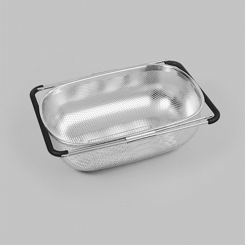 Met Lux 6 qt Stainless Steel Over-The-Sink Colander - Expandable Handles, Coarse Mesh - 14 1/2" x 10 1/2" x 4 1/2" - 1 count box