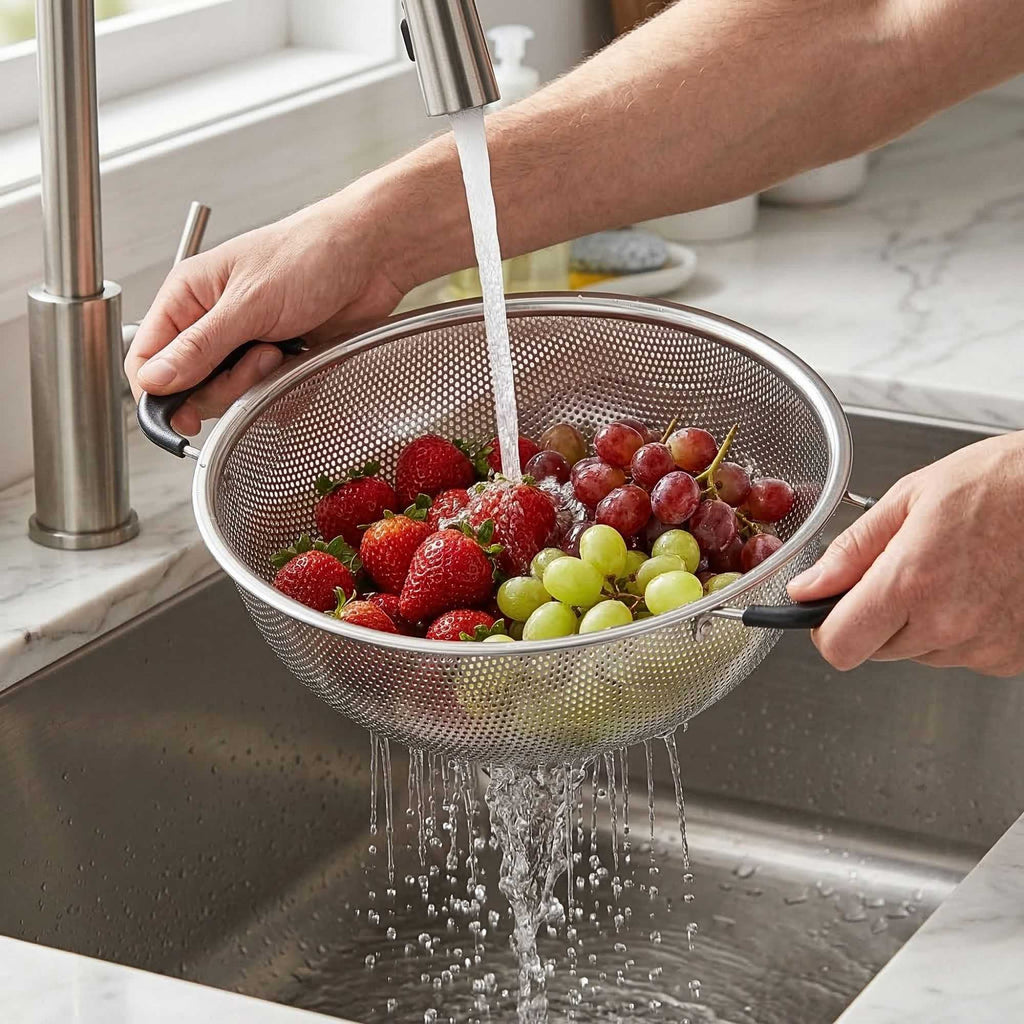 Met Lux 5 qt Stainless Steel Mesh Colander - with Handles - 1 count box