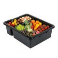 RW Clean Black Polypropylene Bus Tub / Bus Box - Divided, Deep, Easy Grip - 21 1/4" x 16 3/4" x 7" - 10 count box