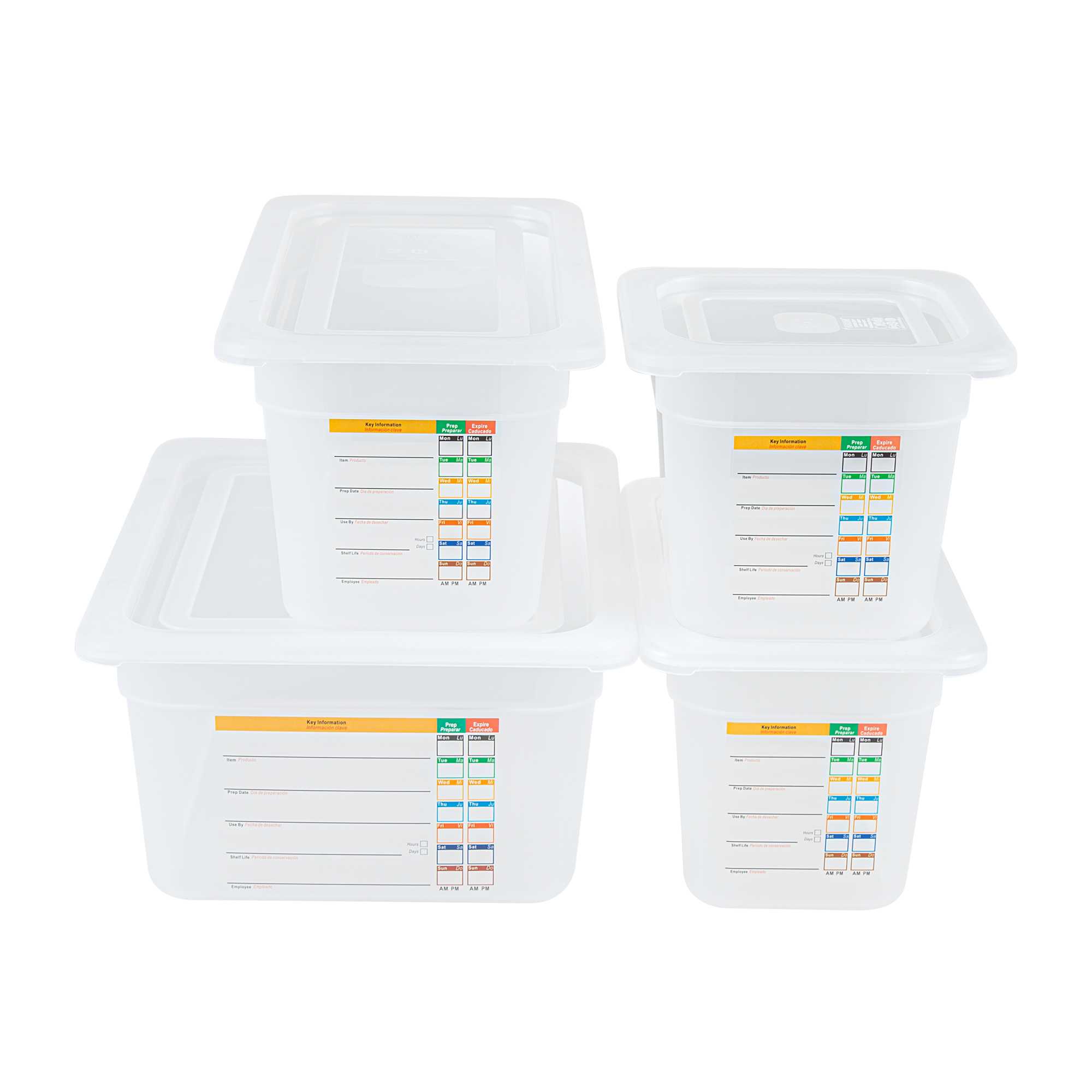 Met Lux 4-Piece Translucent Polypropylene Food Pan Set - 6" Deep, with Airtight Lids and Labels - 1 count box