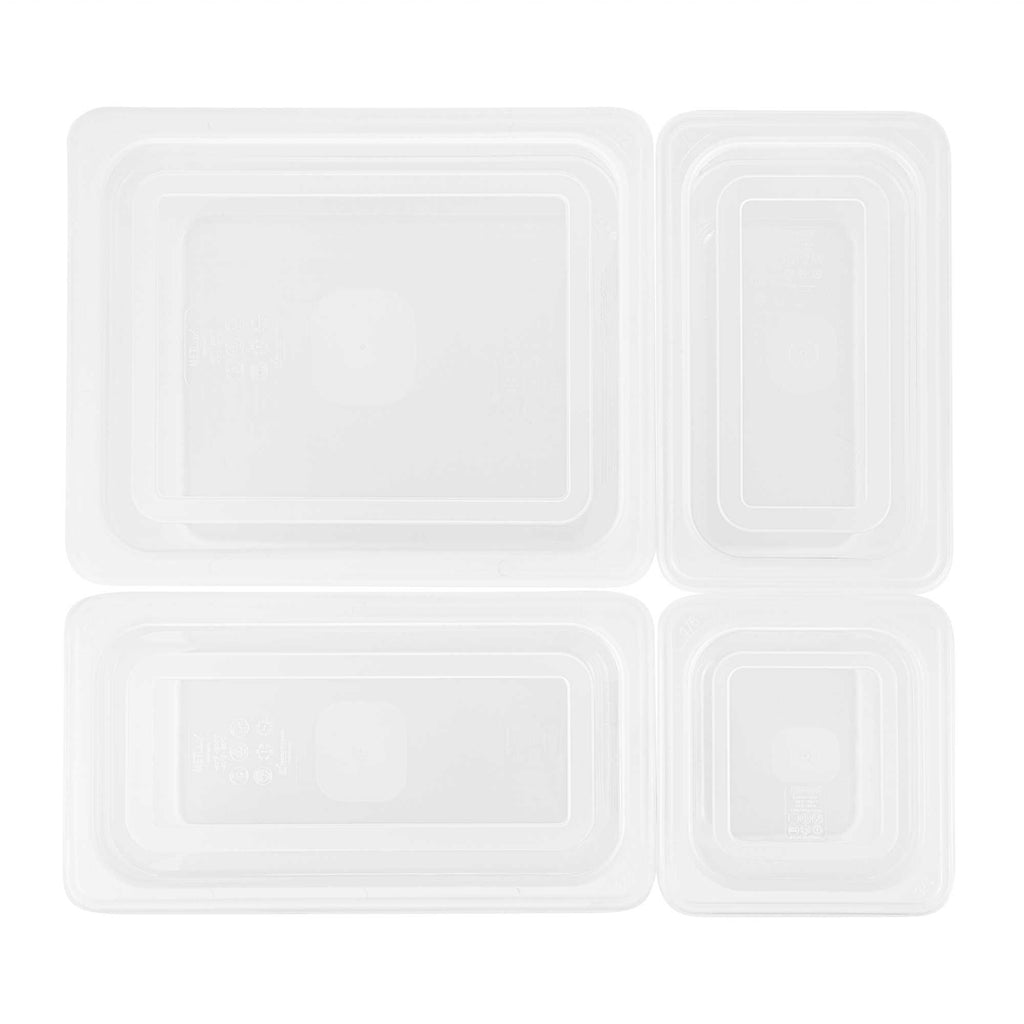 Met Lux 4-Piece Translucent Polypropylene Food Pan Set - 6" Deep, with Airtight Lids and Labels - 1 count box