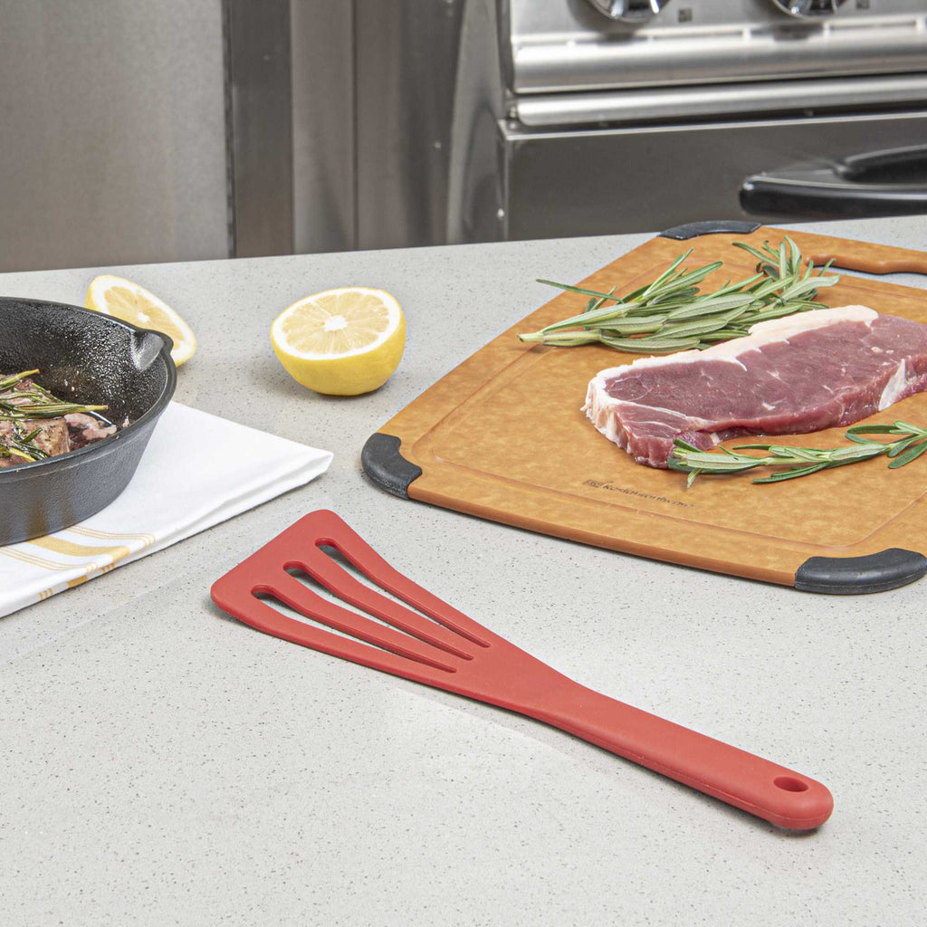 Met Lux Red Silicone High Temperature Slotted Turner / Spatula - 12 1/4" - 1 count box