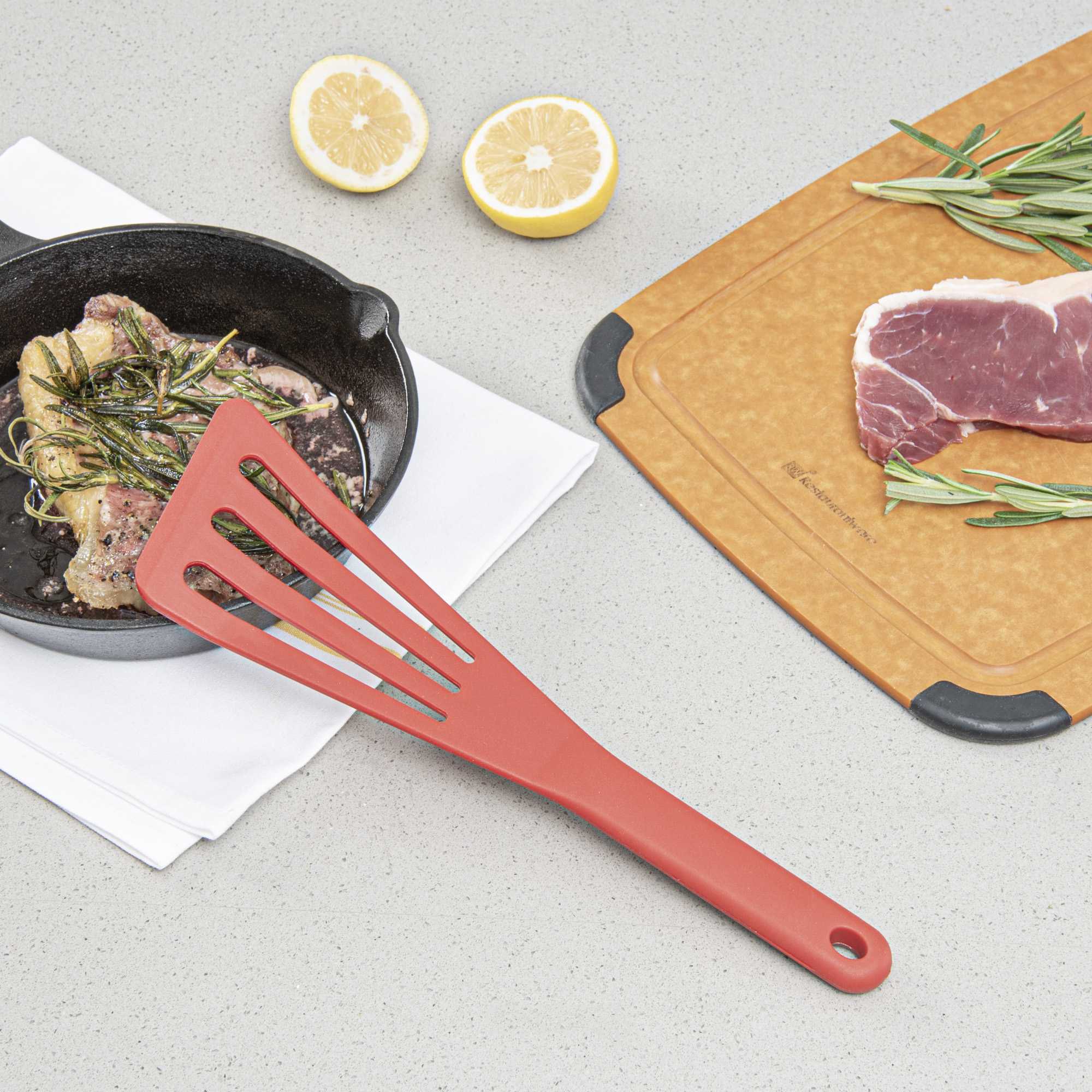 Met Lux Red Silicone High Temperature Slotted Turner / Spatula - 12 1/4" - 1 count box