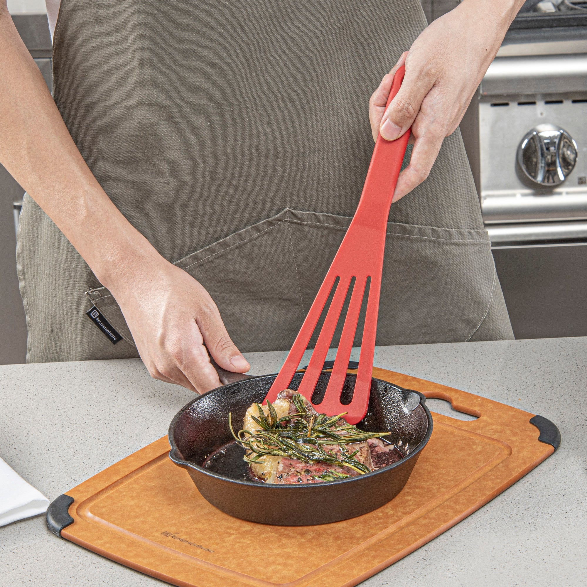 Met Lux Red Silicone High Temperature Slotted Turner / Spatula - 12 1/4" - 200 count box