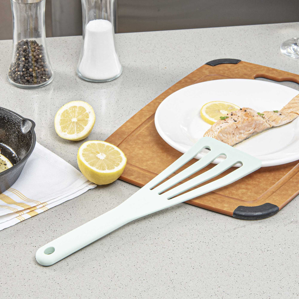Met Lux Teal Silicone High Temperature Slotted Turner / Spatula - 12 1/4" - 1 count box
