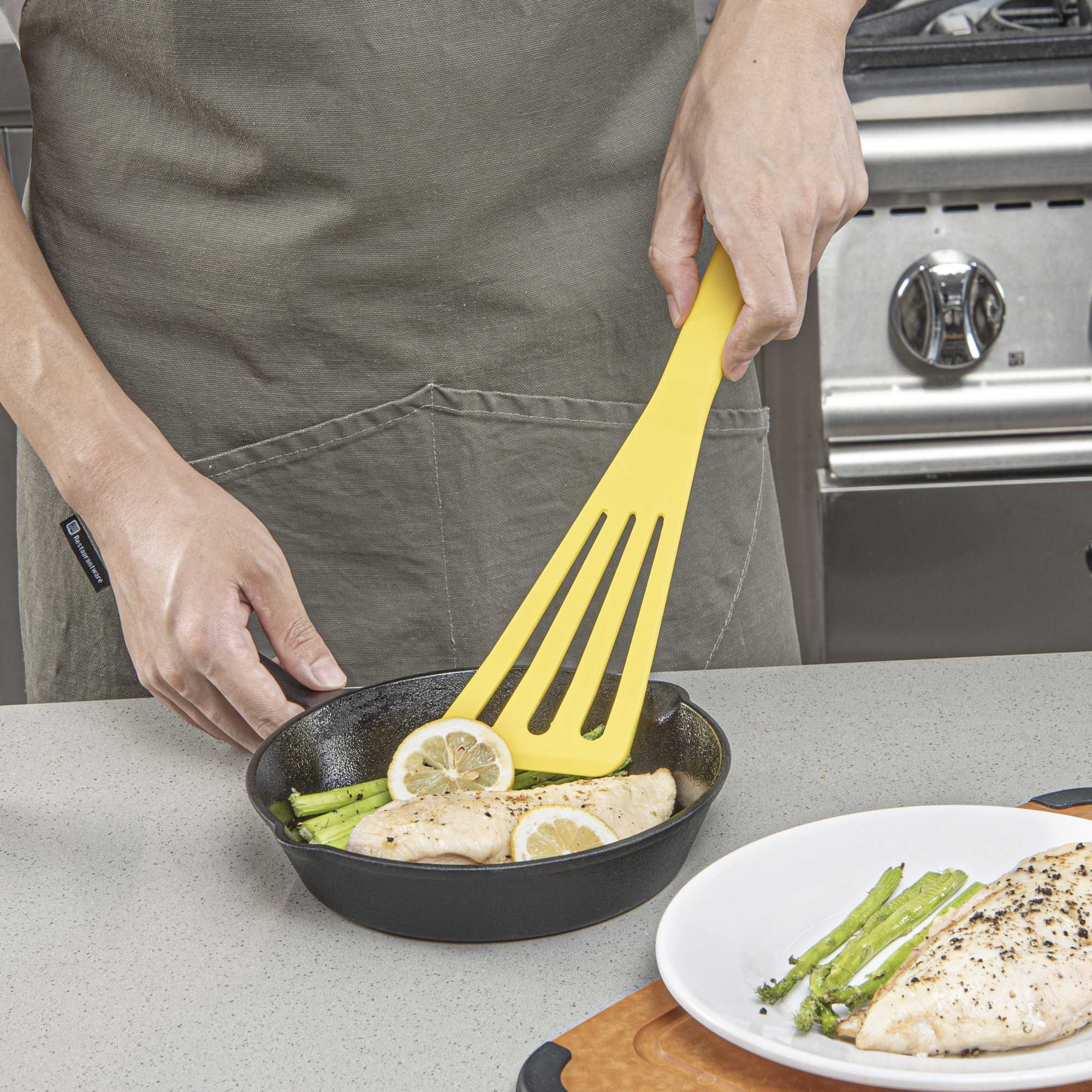 Met Lux Yellow Silicone High Temperature Slotted Turner / Spatula - 12 1/4" - 1 count box