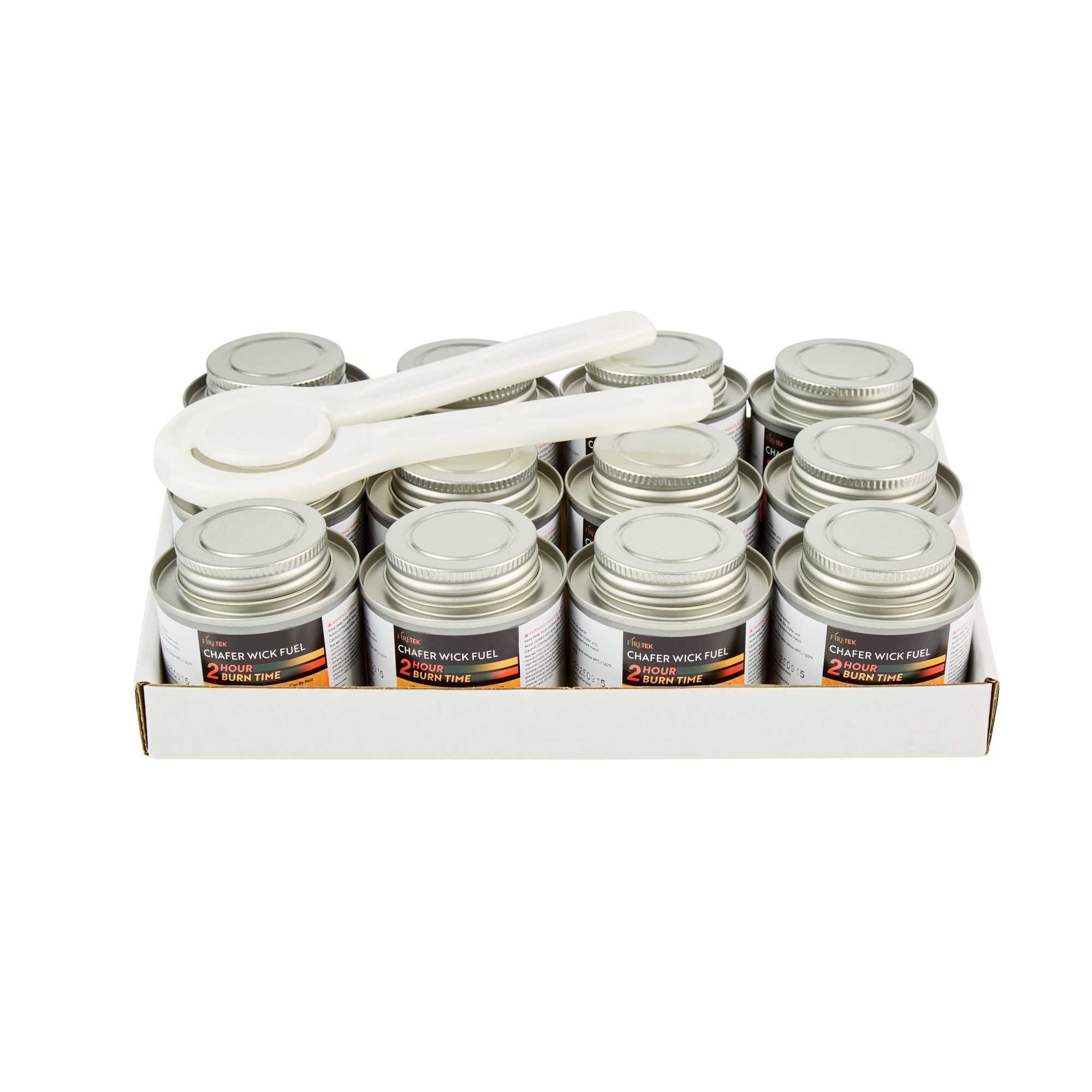 Fire Tek 2 Hour Wick Chafing Fuel - 12 Pack, with Safety Twist Cap and Lid Opener - 1 count box