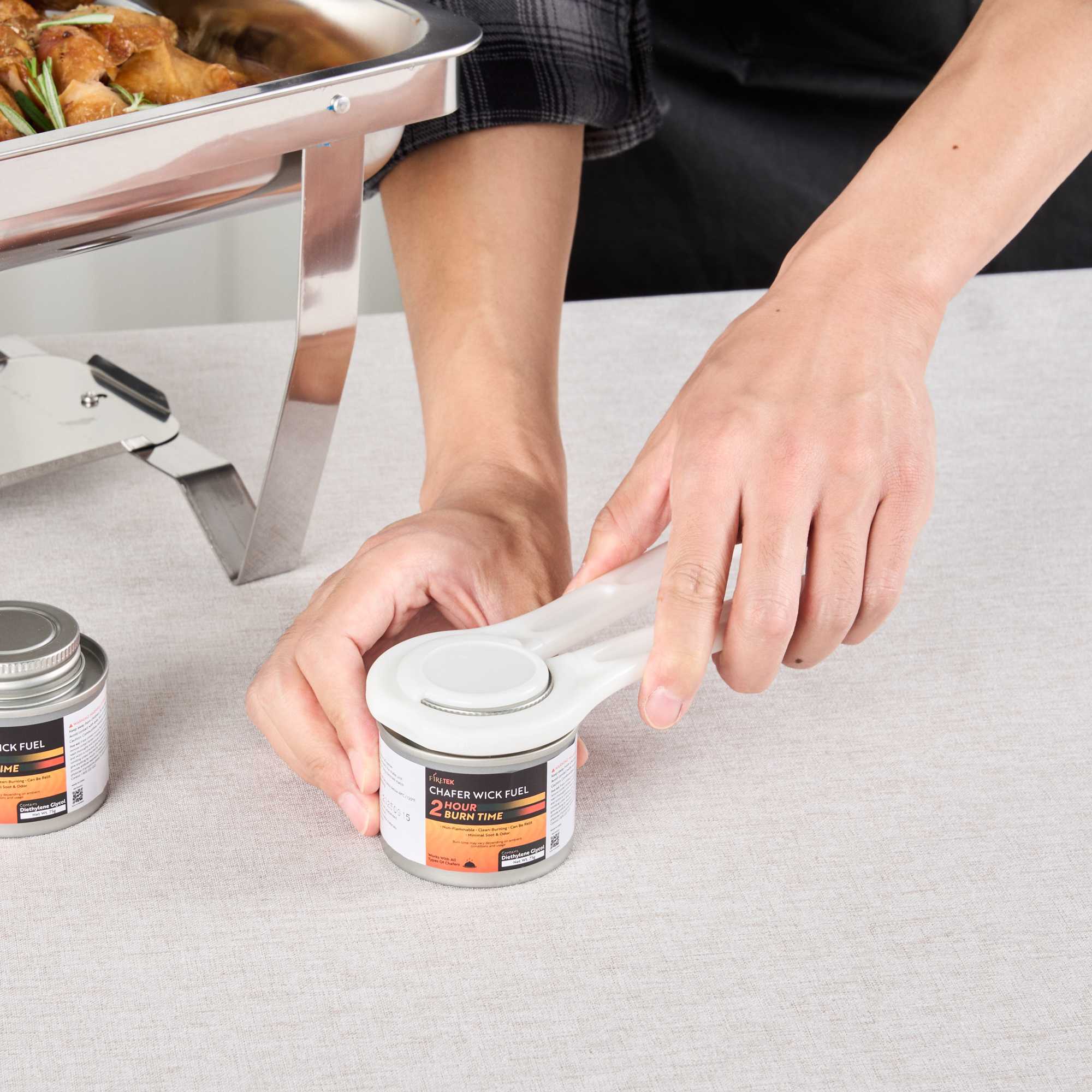 Fire Tek 2 Hour Wick Chafing Fuel - 12 Pack, with Safety Twist Cap and Lid Opener - 1 count box