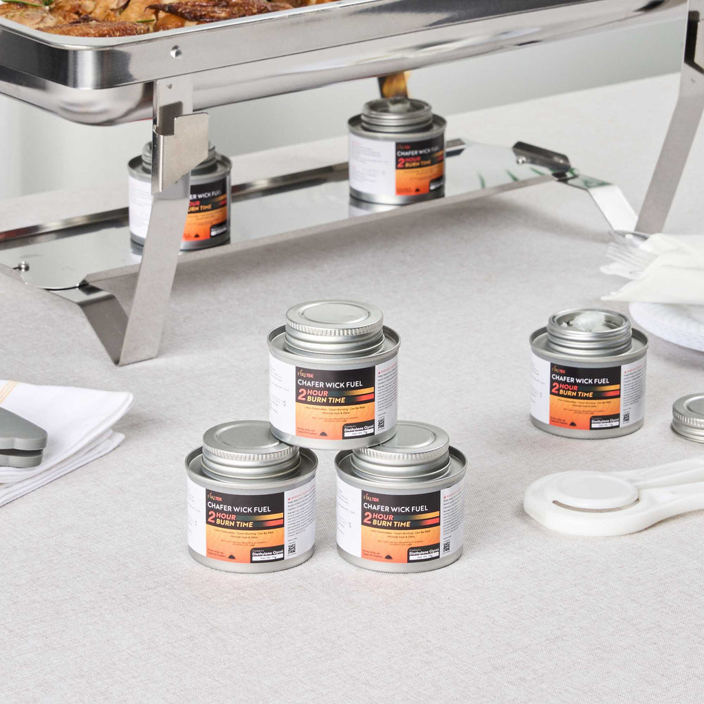 Fire Tek 2 Hour Wick Chafing Fuel - 12 Pack, with Safety Twist Cap and Lid Opener - 2 count box