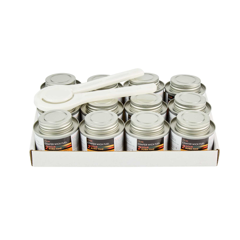 Fire Tek 2 Hour Wick Chafing Fuel - 12 Pack, with Safety Twist Cap and Lid Opener - 2 count box