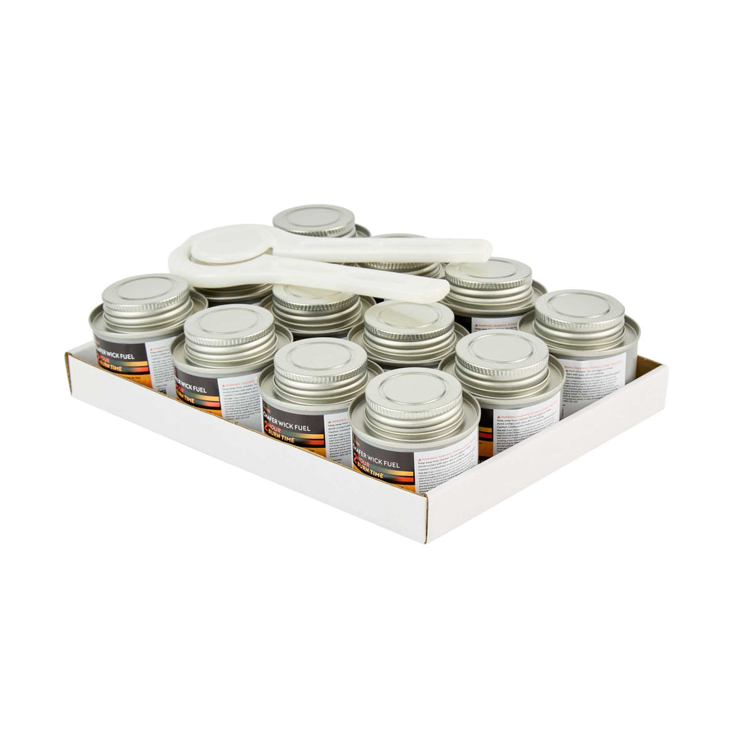 Fire Tek 2 Hour Wick Chafing Fuel - 12 Pack, with Safety Twist Cap and Lid Opener - 2 count box