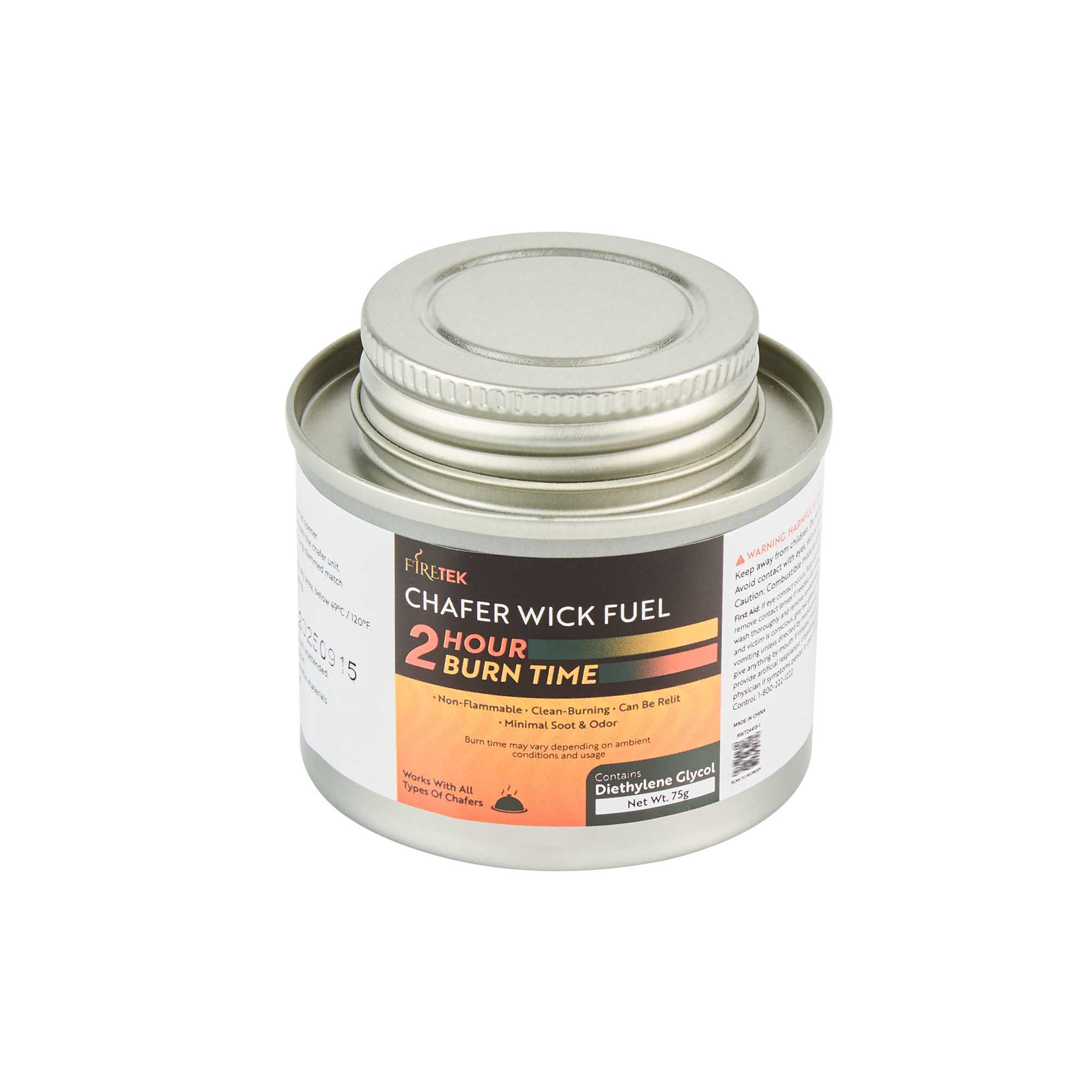 Fire Tek 2 Hour Wick Chafing Fuel - 12 Pack, with Safety Twist Cap and Lid Opener - 2 count box