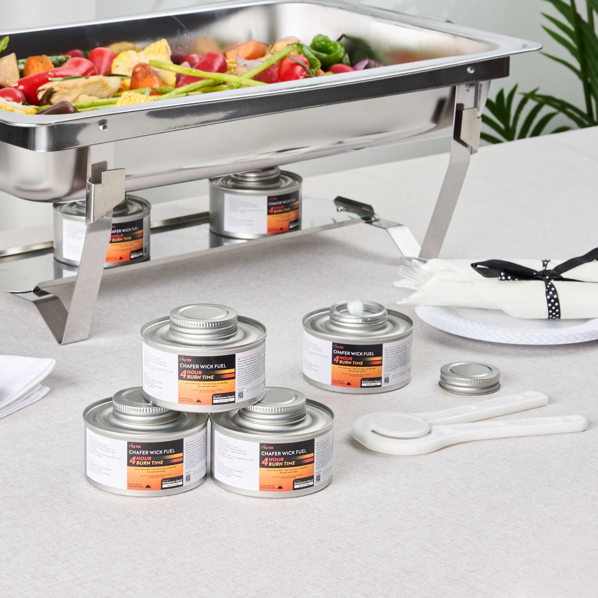 Fire Tek 4 Hour Wick Chafing Fuel - 6 Pack, with Safety Twist Cap and Lid Opener - 1 count box