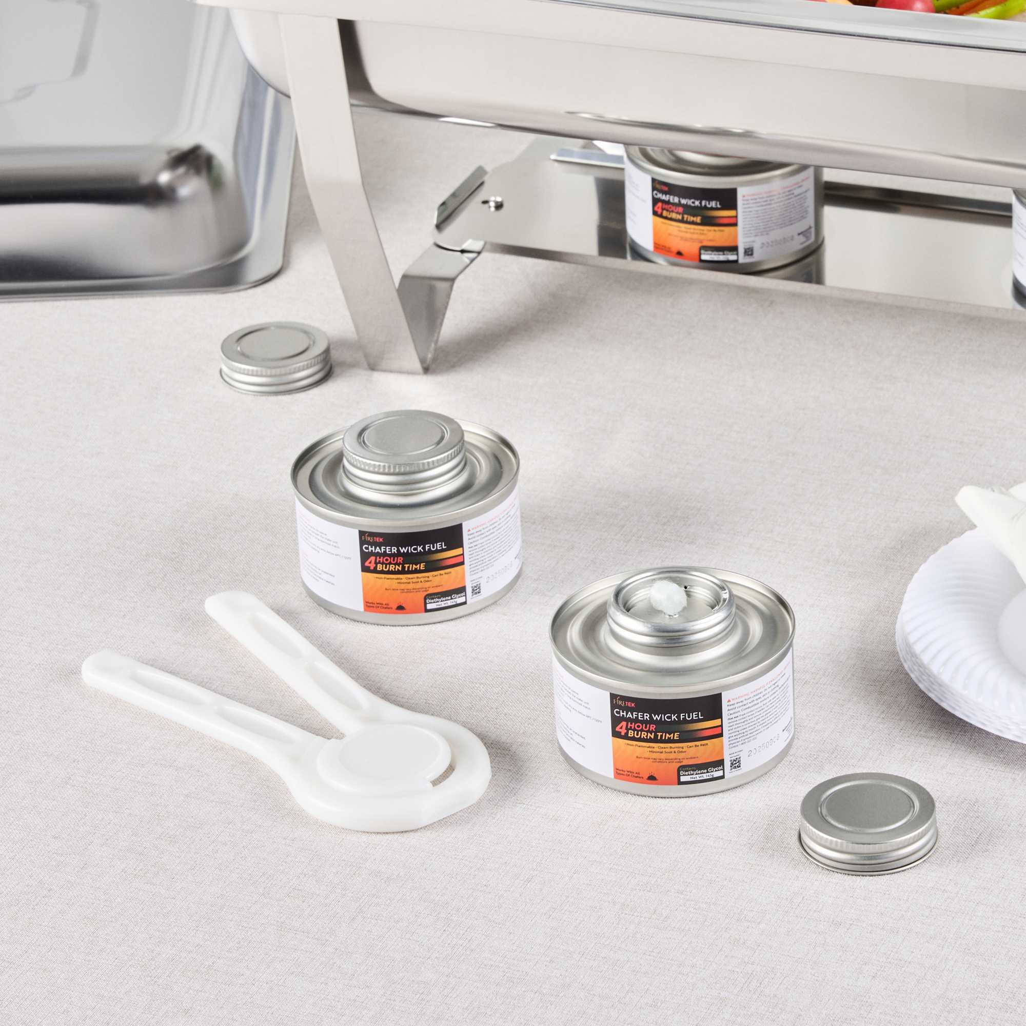 Fire Tek 4 Hour Wick Chafing Fuel - 6 Pack, with Safety Twist Cap and Lid Opener - 1 count box
