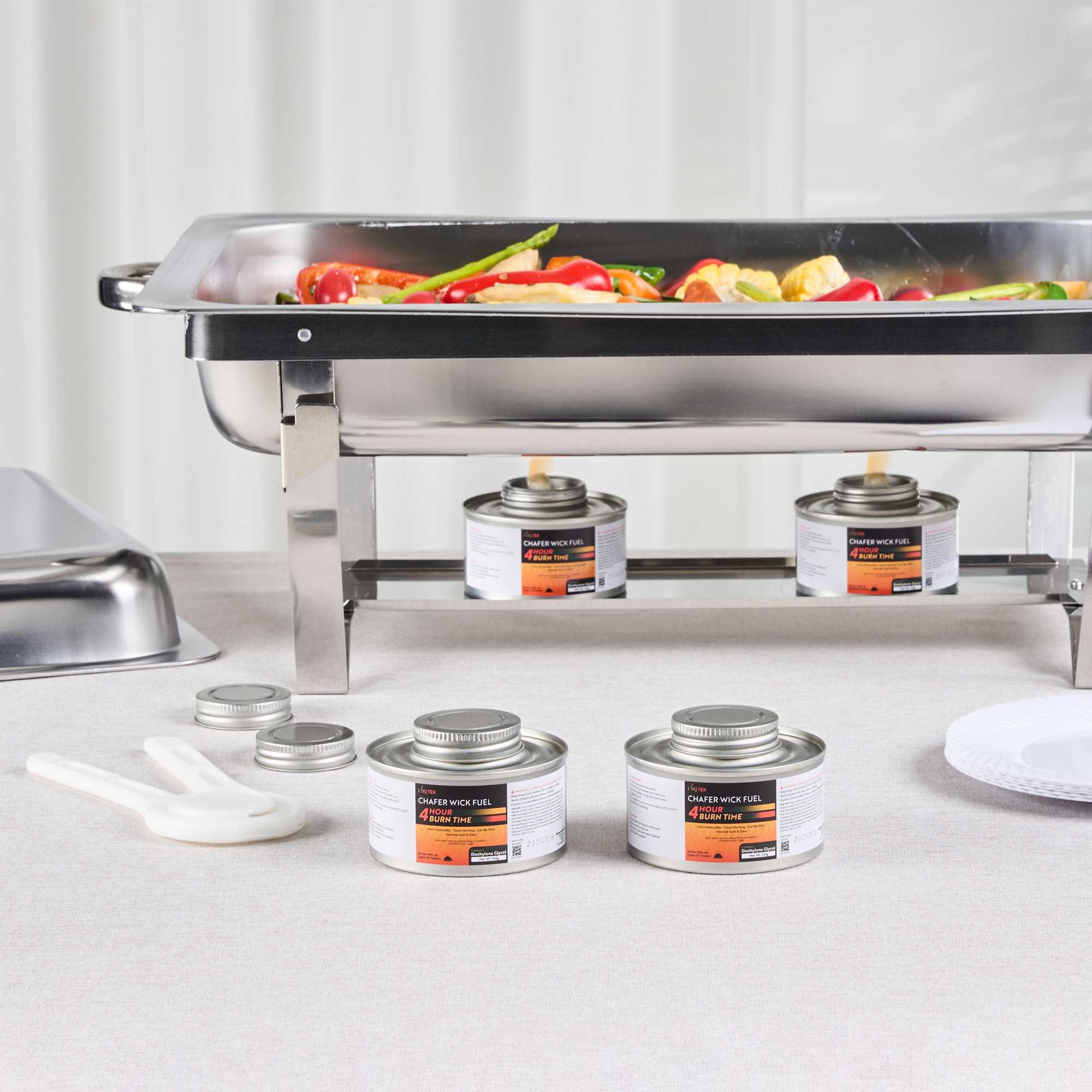 Fire Tek 4 Hour Wick Chafing Fuel - 6 Pack, with Safety Twist Cap and Lid Opener - 1 count box
