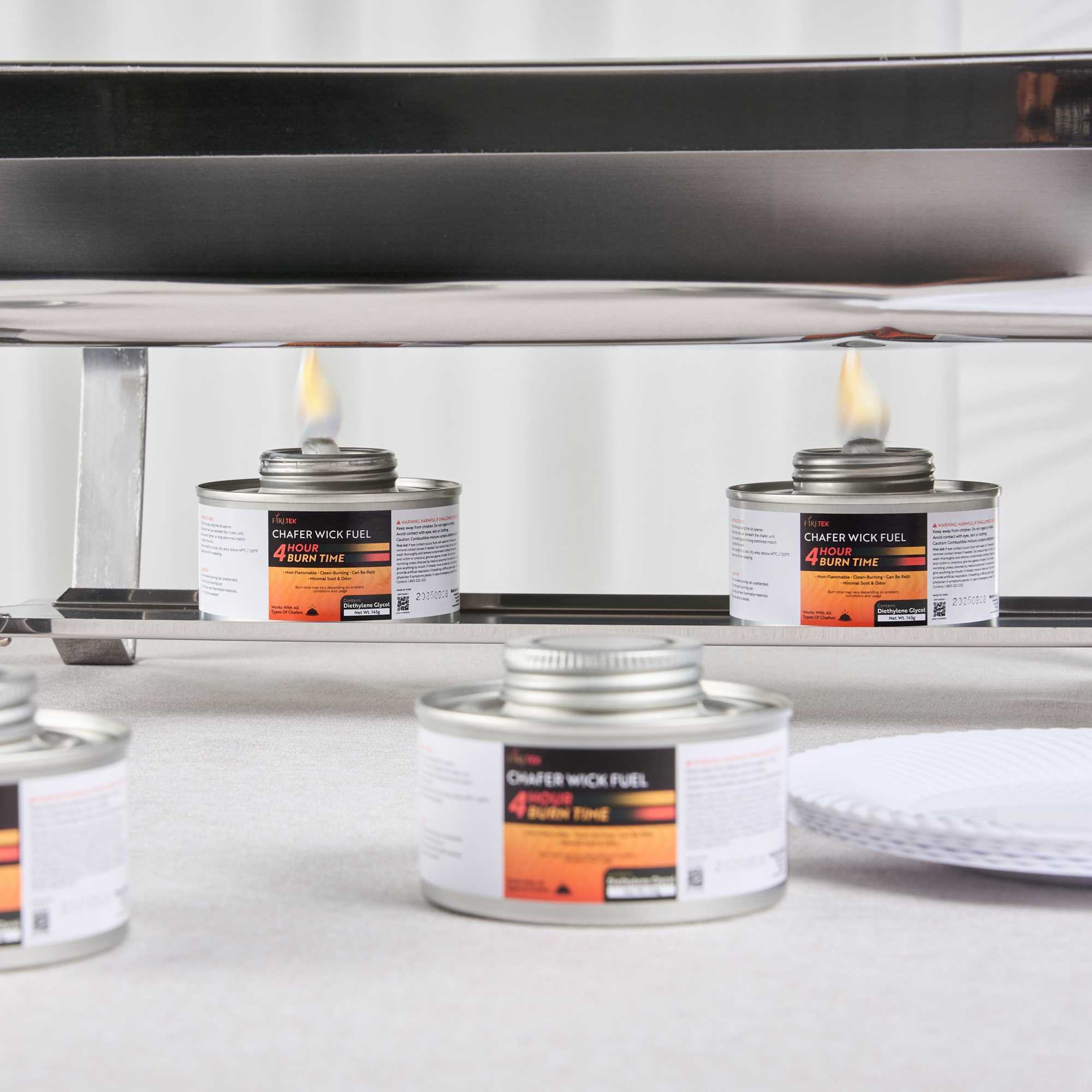 Fire Tek 4 Hour Wick Chafing Fuel - 6 Pack, with Safety Twist Cap and Lid Opener - 1 count box