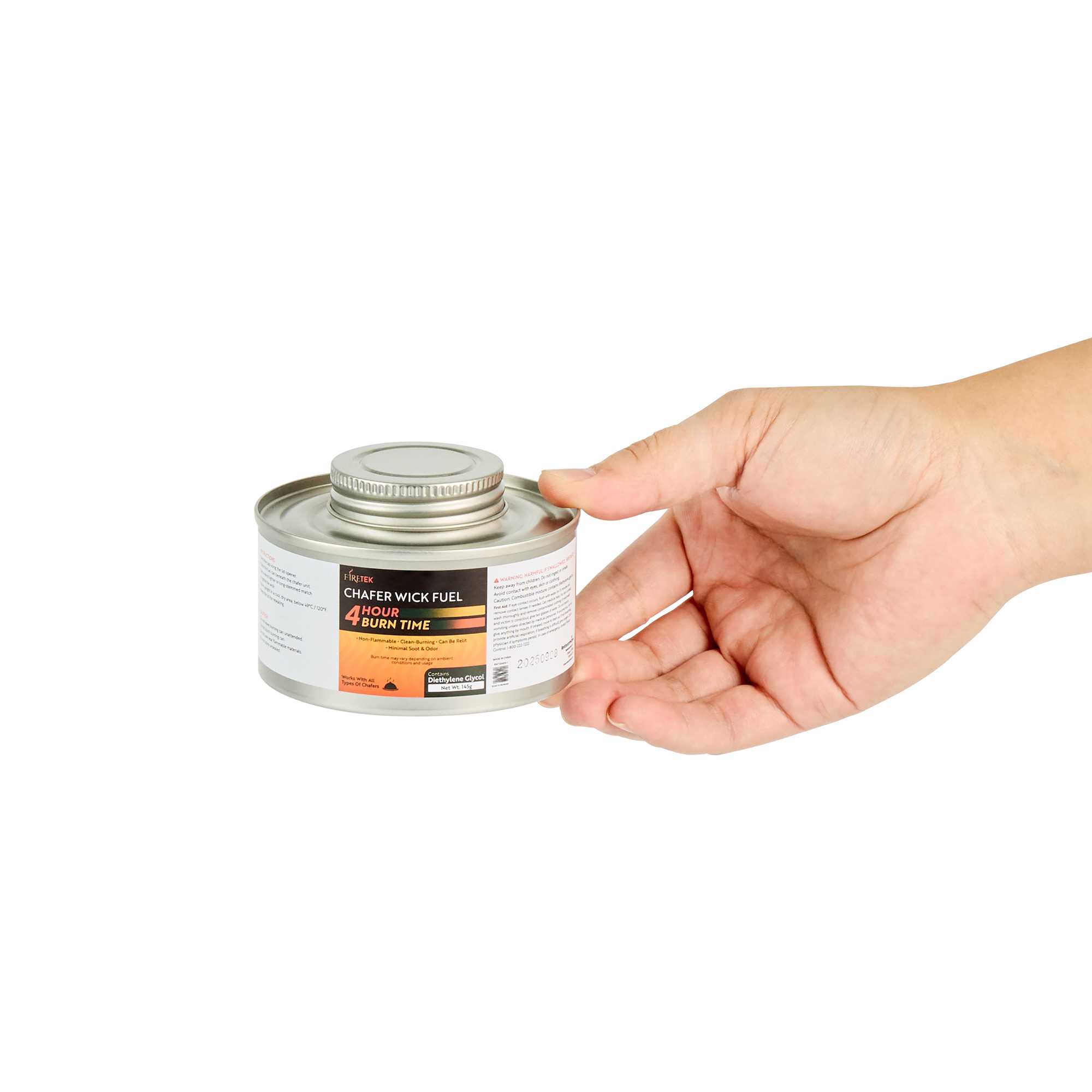 Fire Tek 4 Hour Wick Chafing Fuel - 6 Pack, with Safety Twist Cap and Lid Opener - 4 count box