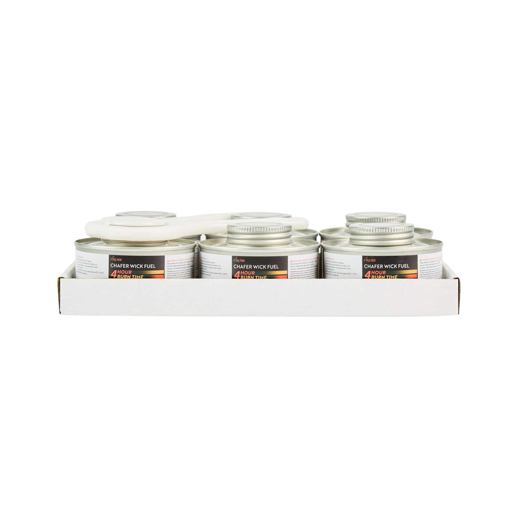 Fire Tek 4 Hour Wick Chafing Fuel - 6 Pack, with Safety Twist Cap and Lid Opener - 4 count box