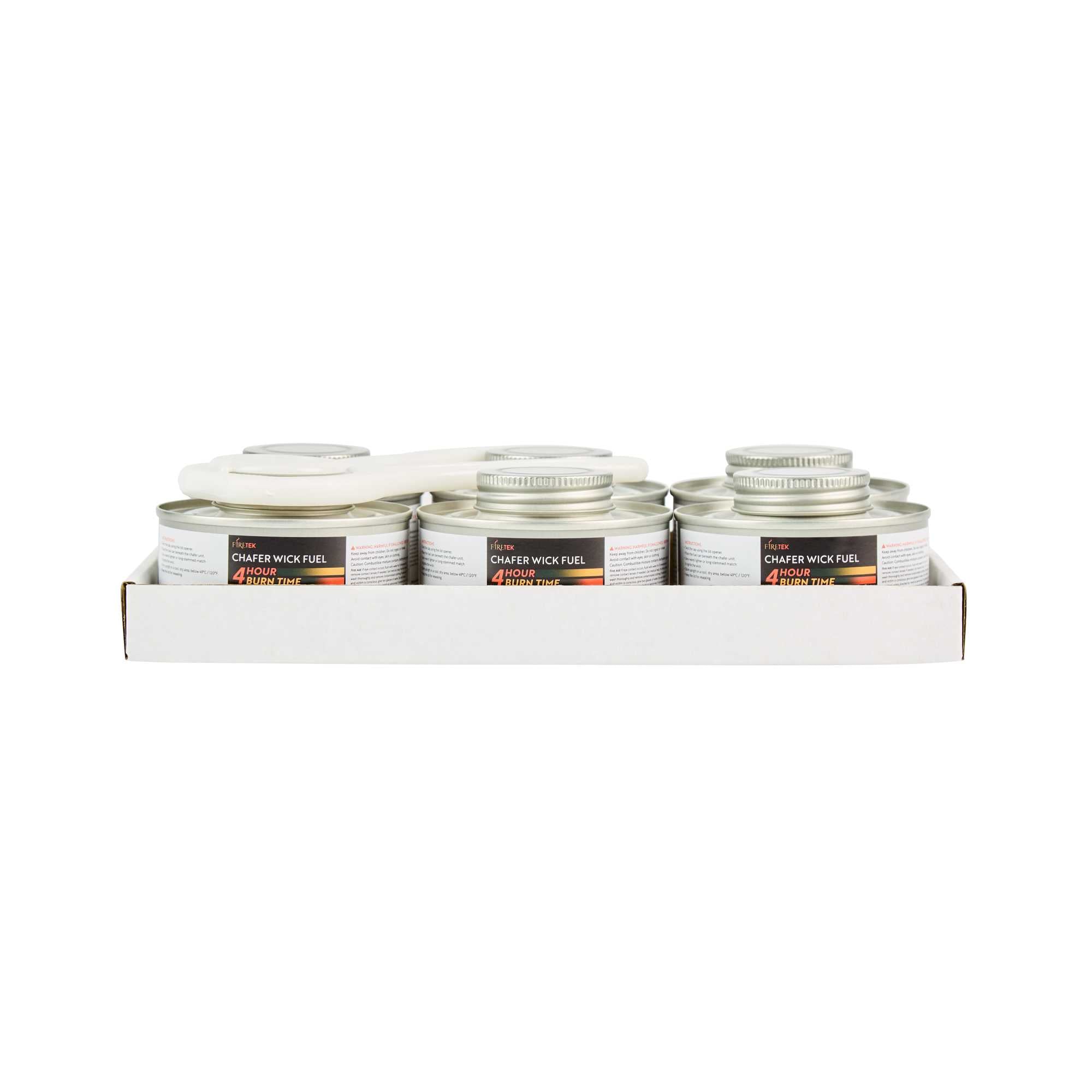 Fire Tek 4 Hour Wick Chafing Fuel - 6 Pack, with Safety Twist Cap and Lid Opener - 4 count box