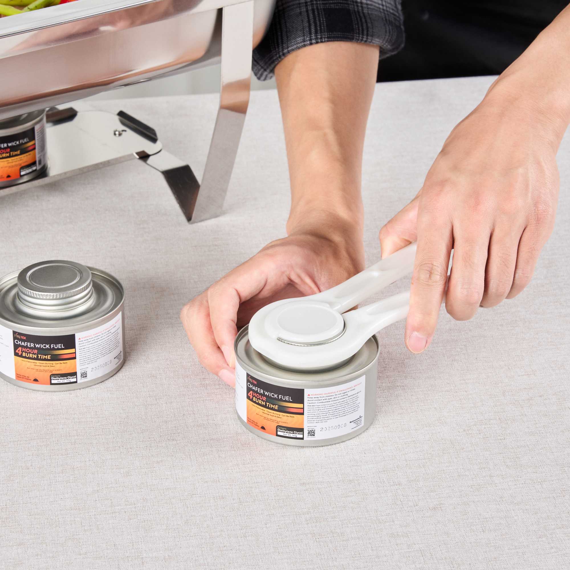 Fire Tek 4 Hour Wick Chafing Fuel - 6 Pack, with Safety Twist Cap and Lid Opener - 4 count box