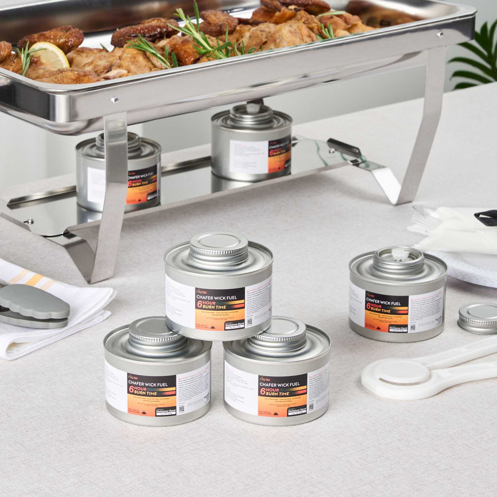 Fire Tek 6 Hour Wick Chafing Fuel - 6 Pack, with Safety Twist Cap and Lid Opener - 1 count box