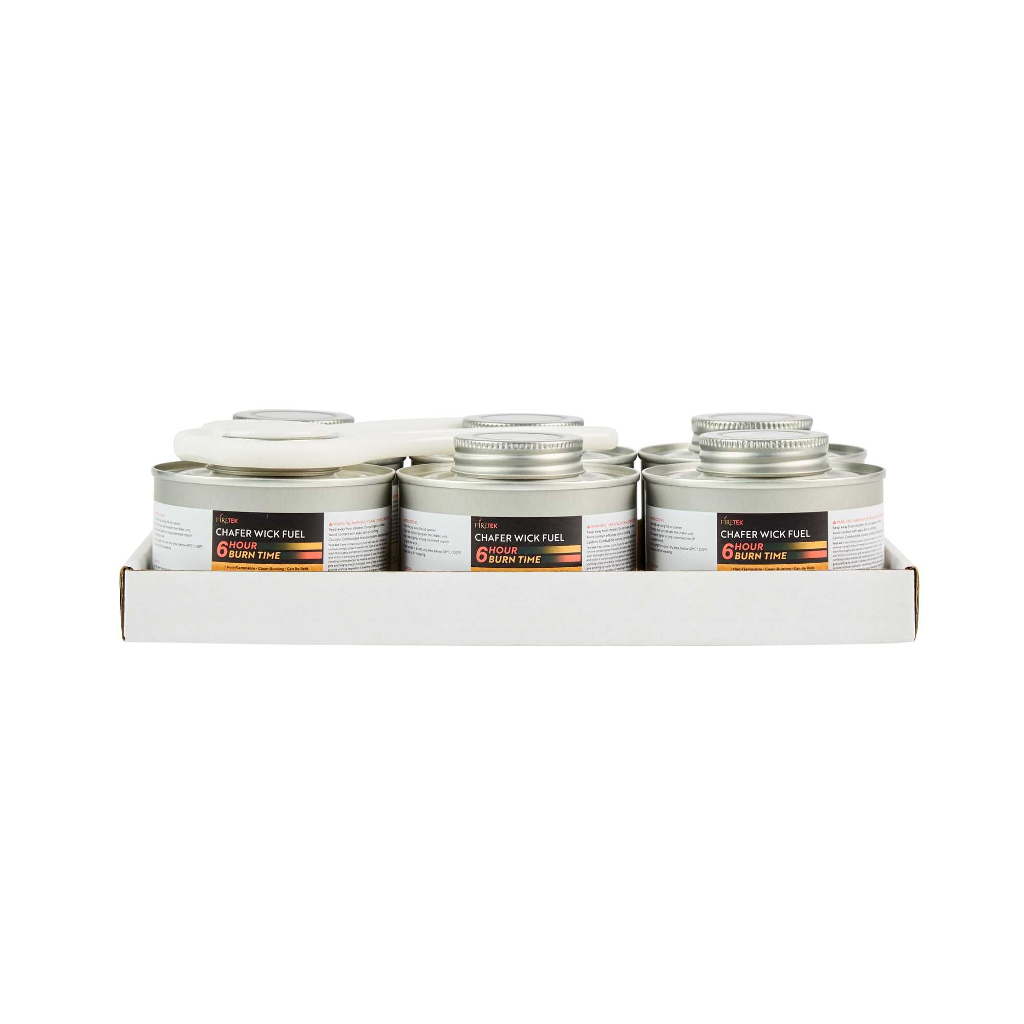 Fire Tek 6 Hour Wick Chafing Fuel - 6 Pack, with Safety Twist Cap and Lid Opener - 1 count box