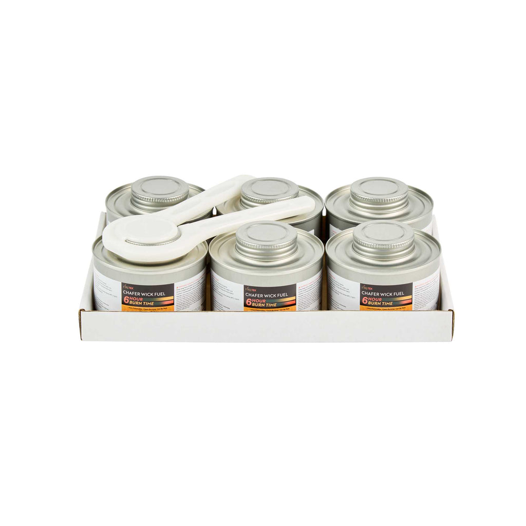 Fire Tek 6 Hour Wick Chafing Fuel - 6 Pack, with Safety Twist Cap and Lid Opener - 1 count box