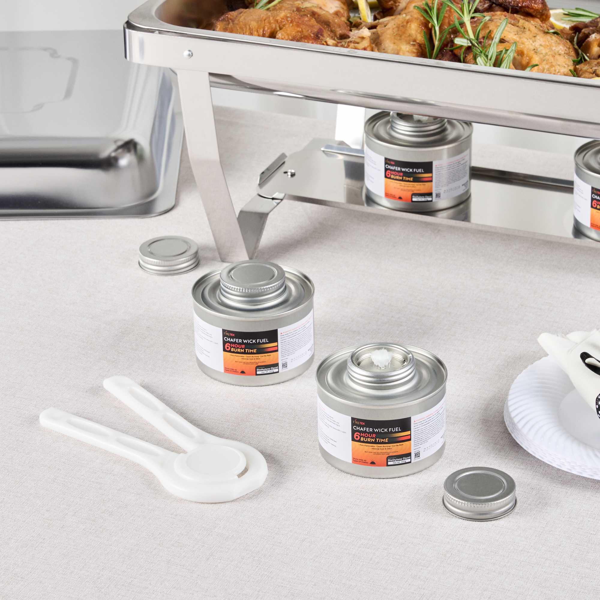 Fire Tek 6 Hour Wick Chafing Fuel - 6 Pack, with Safety Twist Cap and Lid Opener - 1 count box