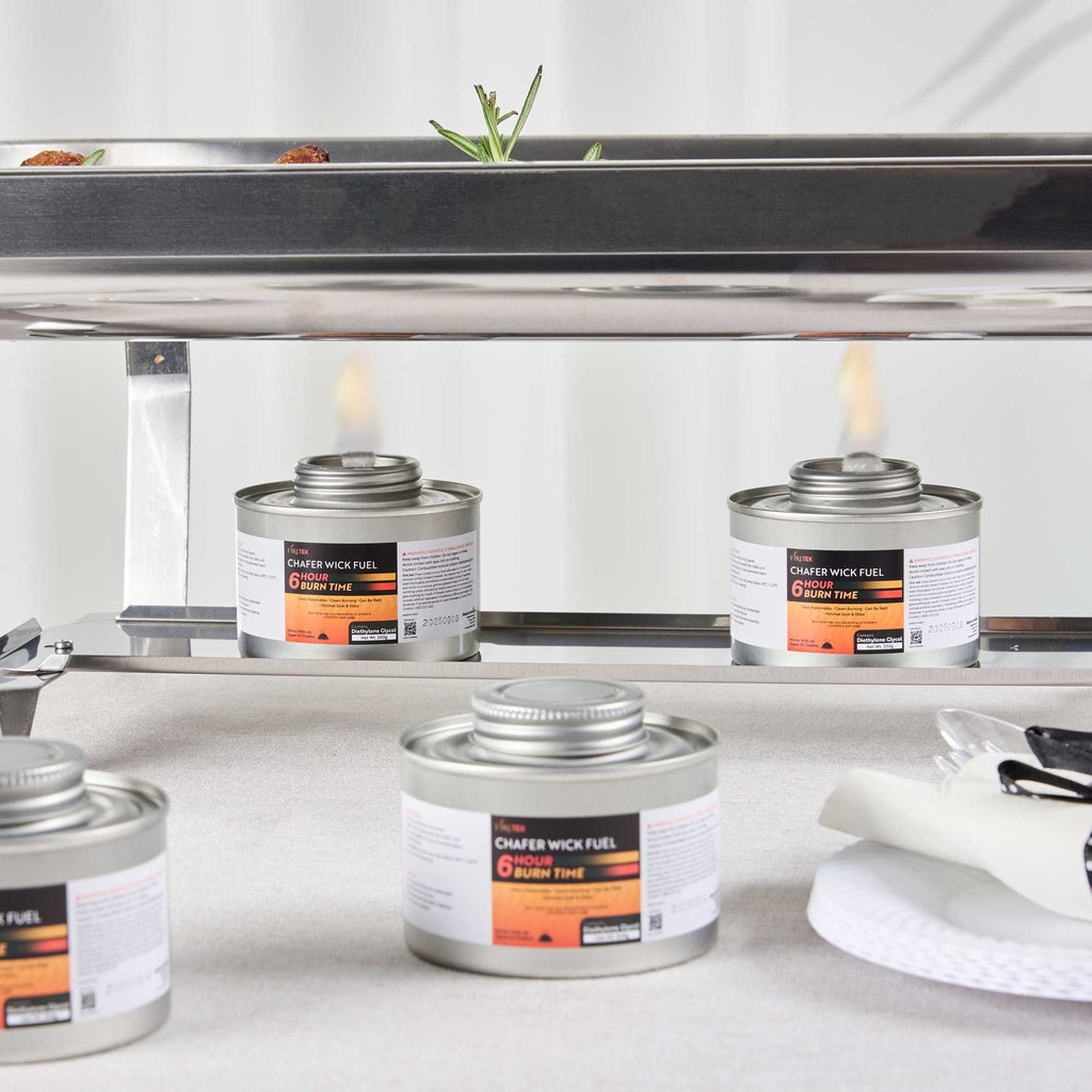 Fire Tek 6 Hour Wick Chafing Fuel - 6 Pack, with Safety Twist Cap and Lid Opener - 1 count box