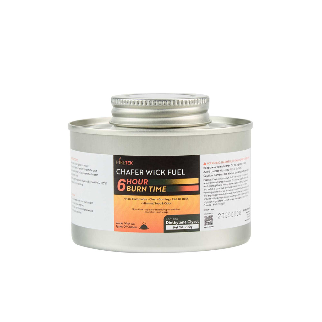 Fire Tek 6 Hour Wick Chafing Fuel - 6 Pack, with Safety Twist Cap and Lid Opener - 4 count box