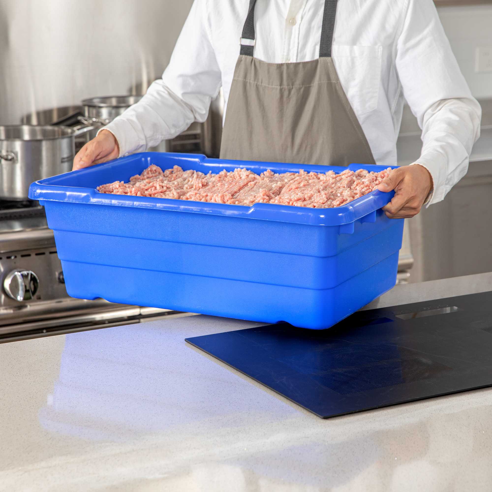 Met Lux Blue Meat Lug / Tote Box - 25" x 16" x 8 3/4" - 1 count box