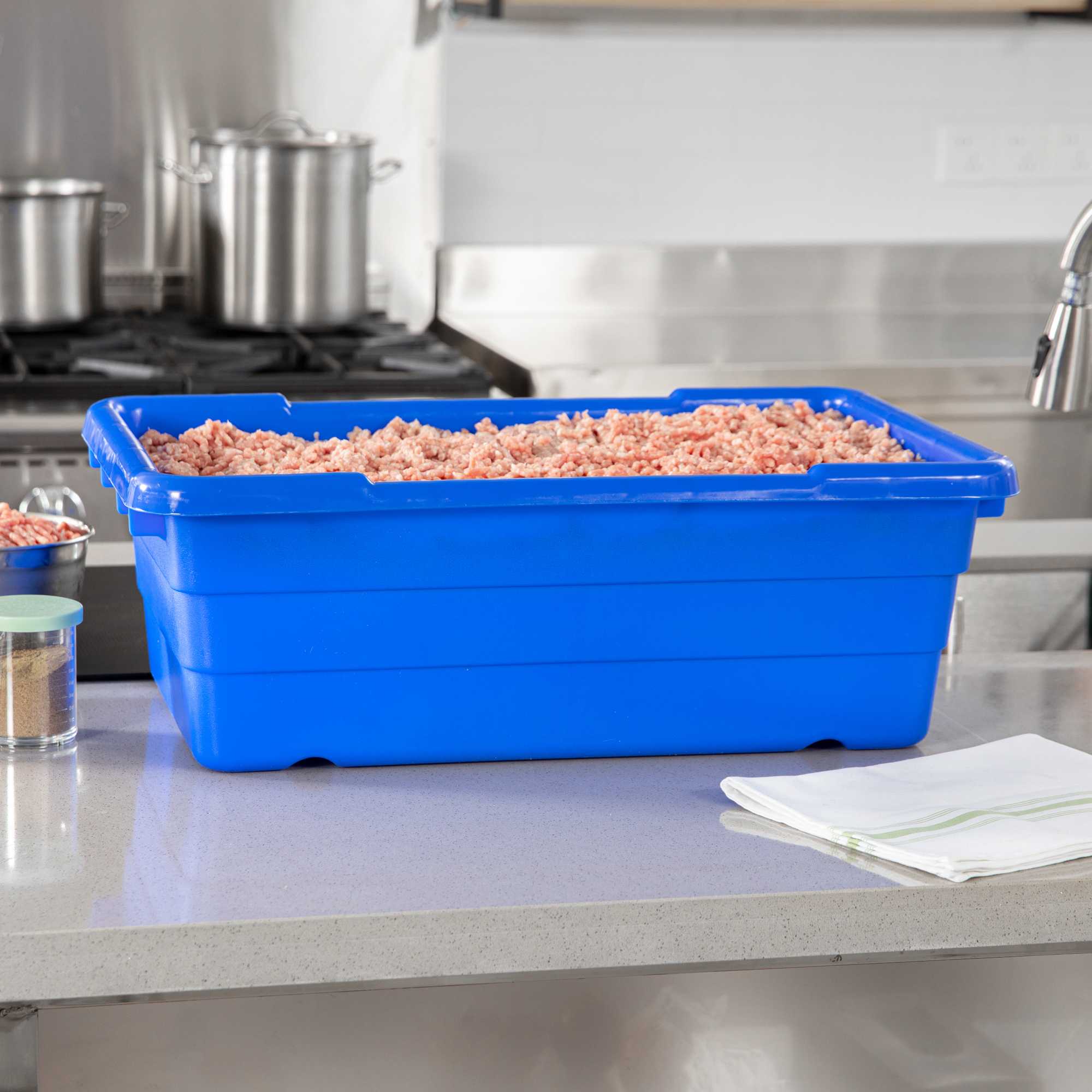 Met Lux Blue Meat Lug / Tote Box - 25" x 16" x 8 3/4" - 1 count box