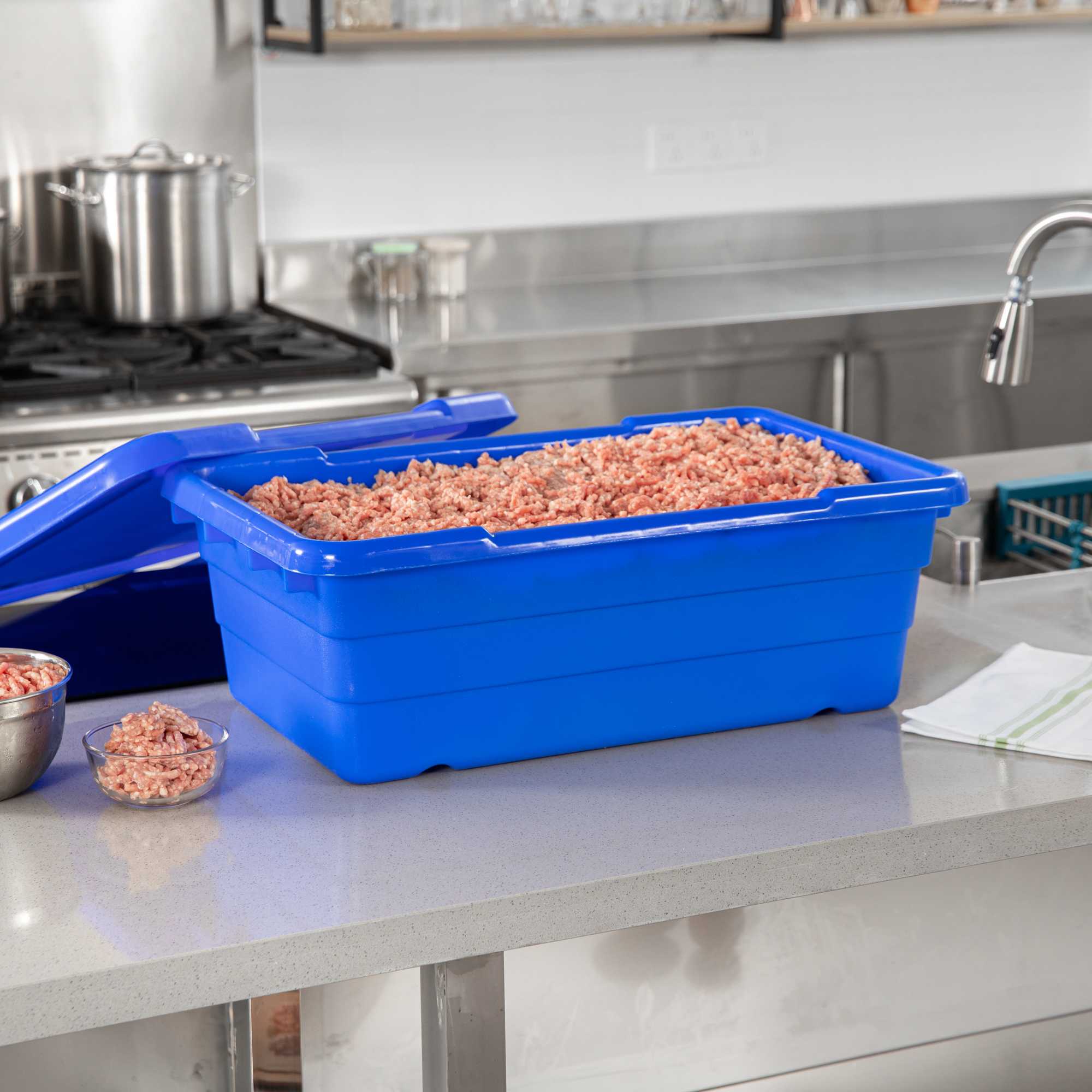 Met Lux Blue Meat Lug / Tote Box - 25" x 16" x 8 3/4" - 1 count box
