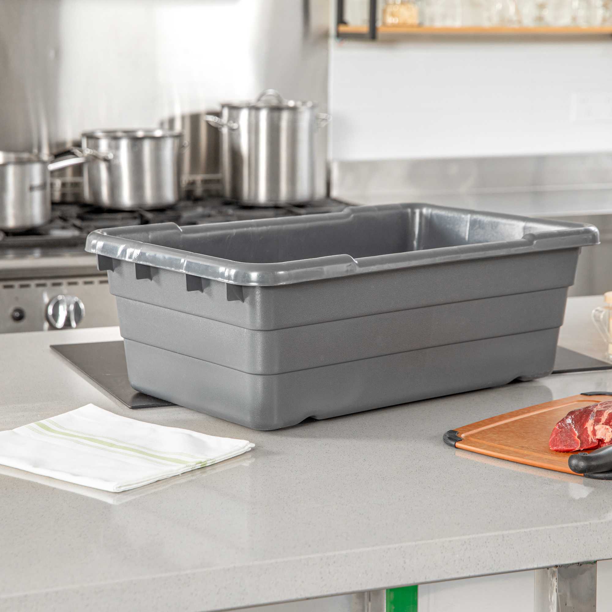 Met Lux Dark Gray Meat Lug / Tote Box - 25" x 16" x 8 3/4" - 1 count box