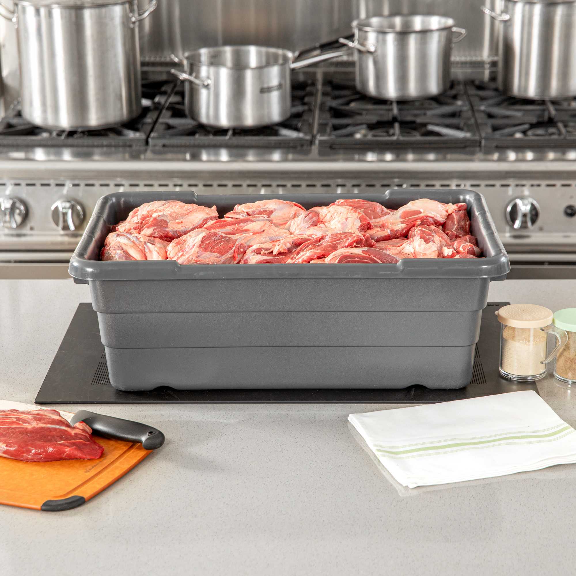 Met Lux Dark Gray Meat Lug / Tote Box - 25" x 16" x 8 3/4" - 1 count box