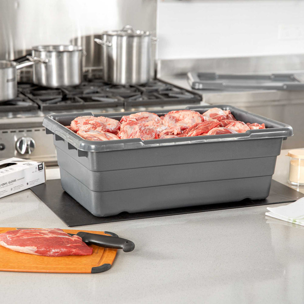 Met Lux Dark Gray Meat Lug / Tote Box - 25" x 16" x 8 3/4" - 1 count box