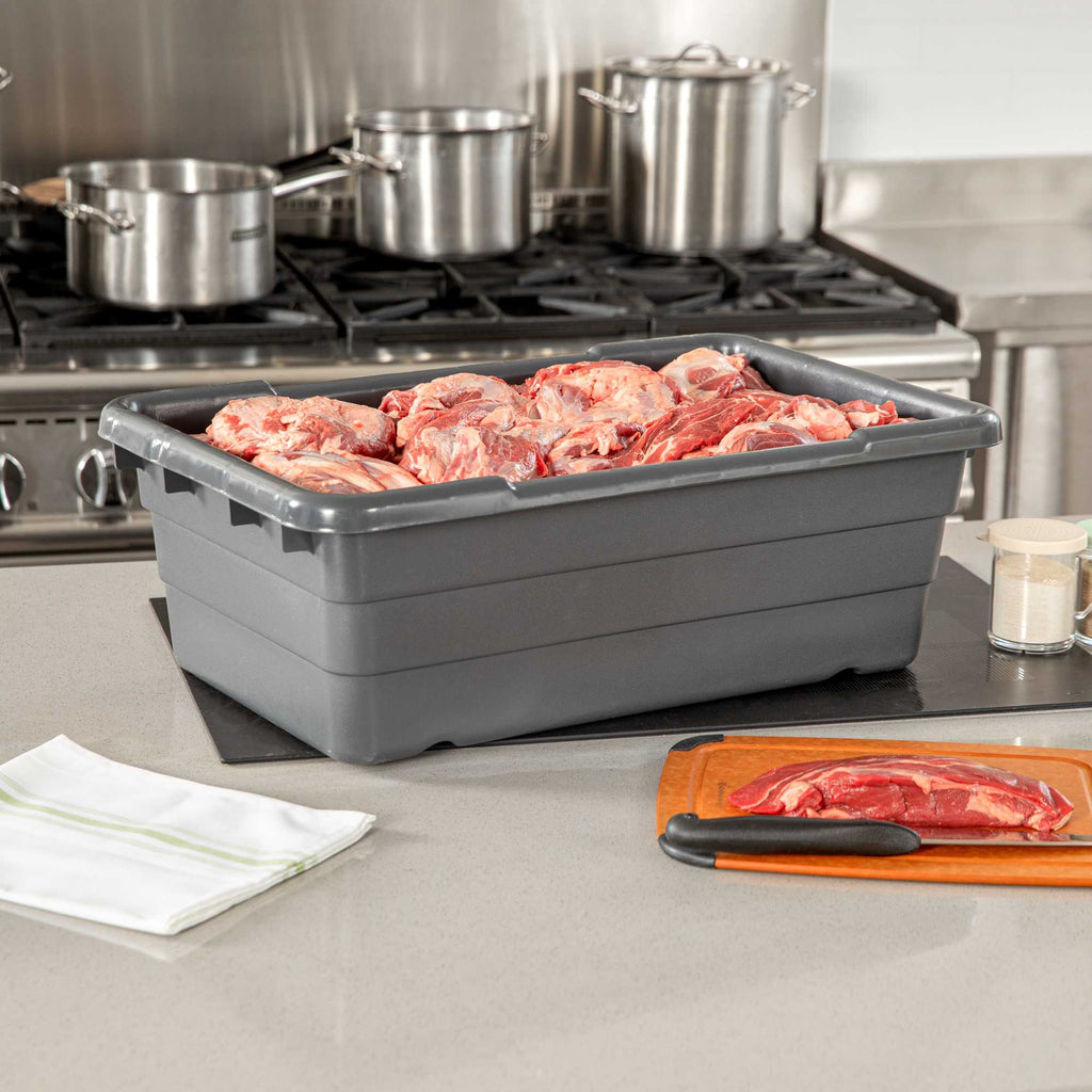 Met Lux Dark Gray Meat Lug / Tote Box - 25" x 16" x 8 3/4" - 10 count box