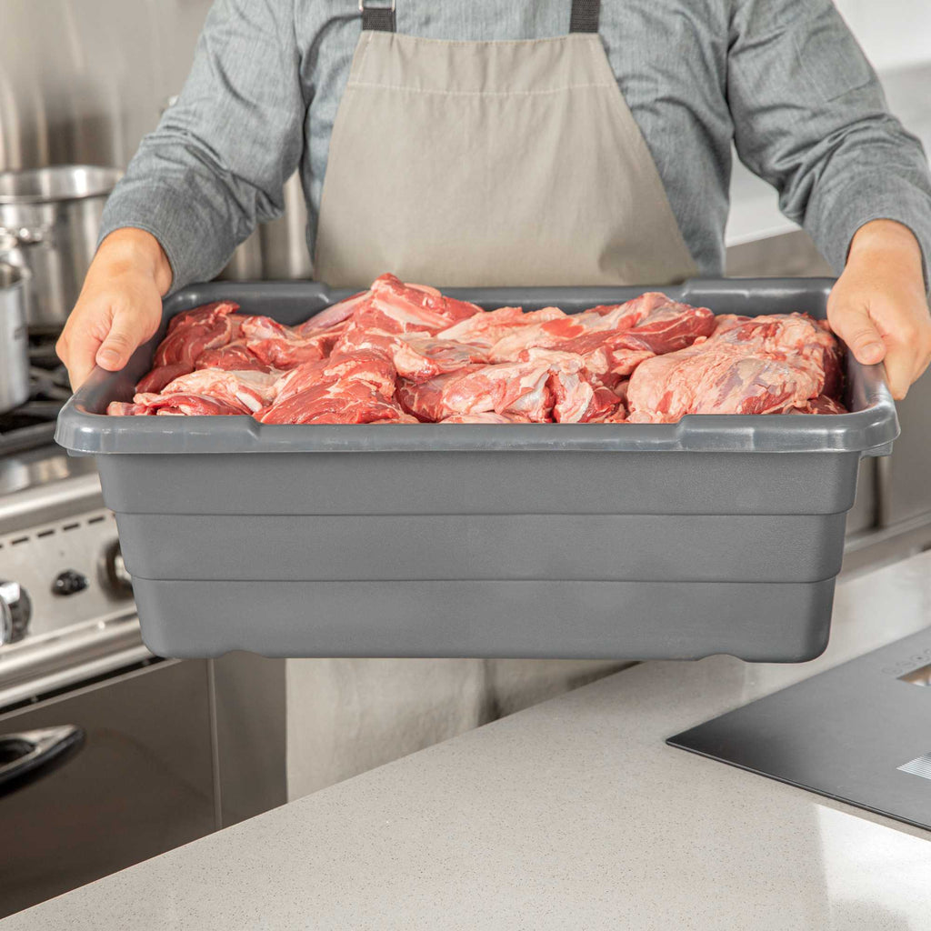 Met Lux Dark Gray Meat Lug / Tote Box - 25" x 16" x 8 3/4" - 10 count box